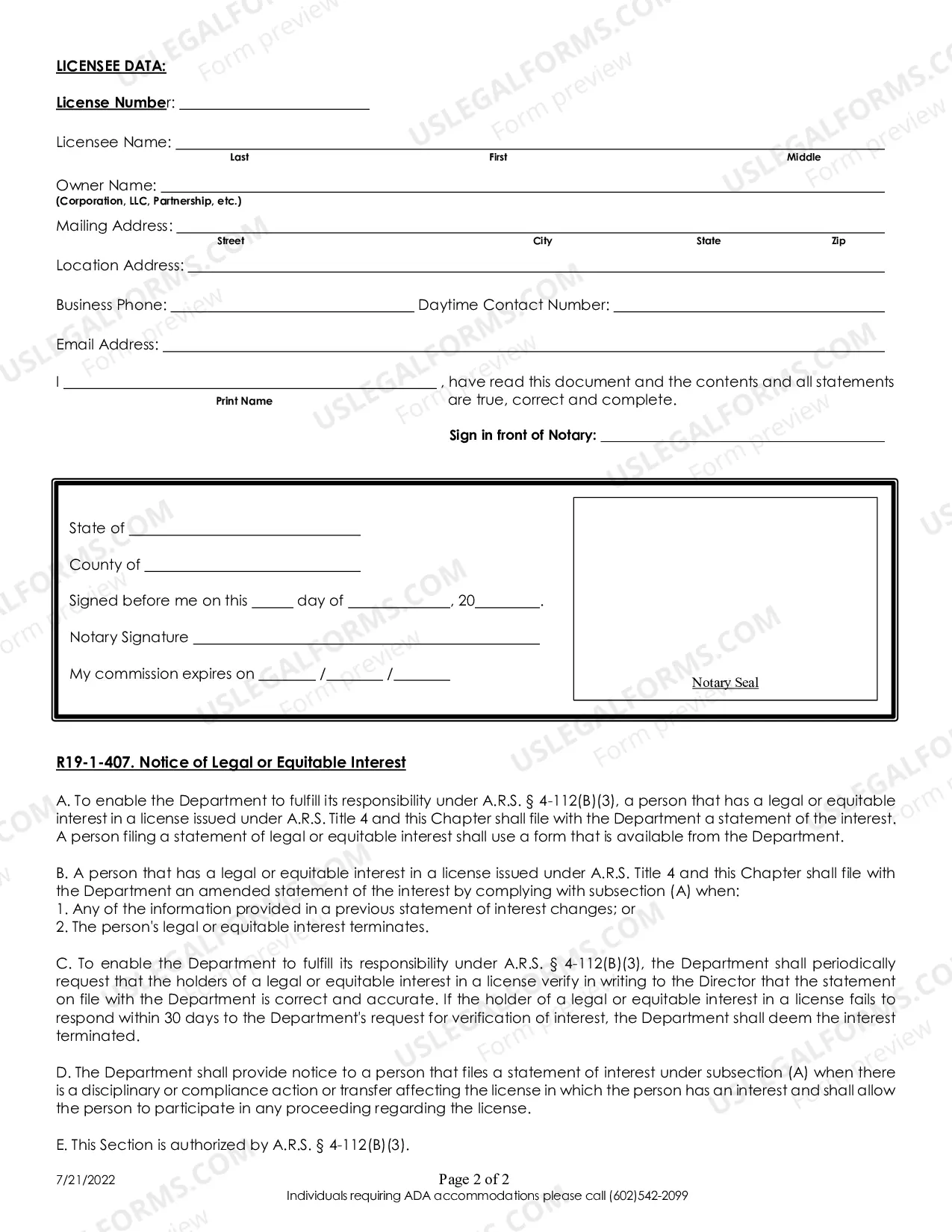 Preview Statement Of Legal Or Equitable Interest