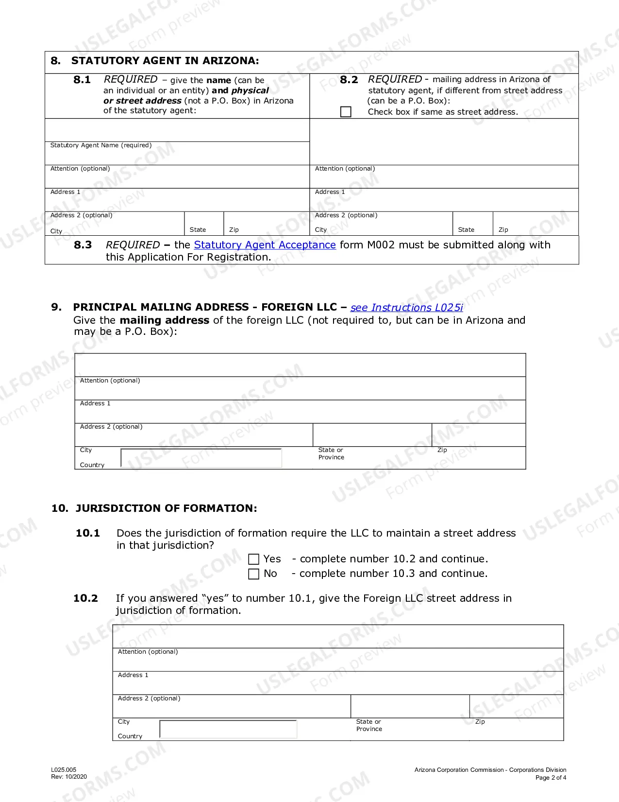 Preview Application for Registration of Foreign Limited Liability Company