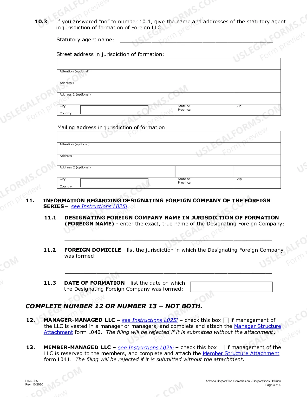 Preview Application for Registration of Foreign Limited Liability Company