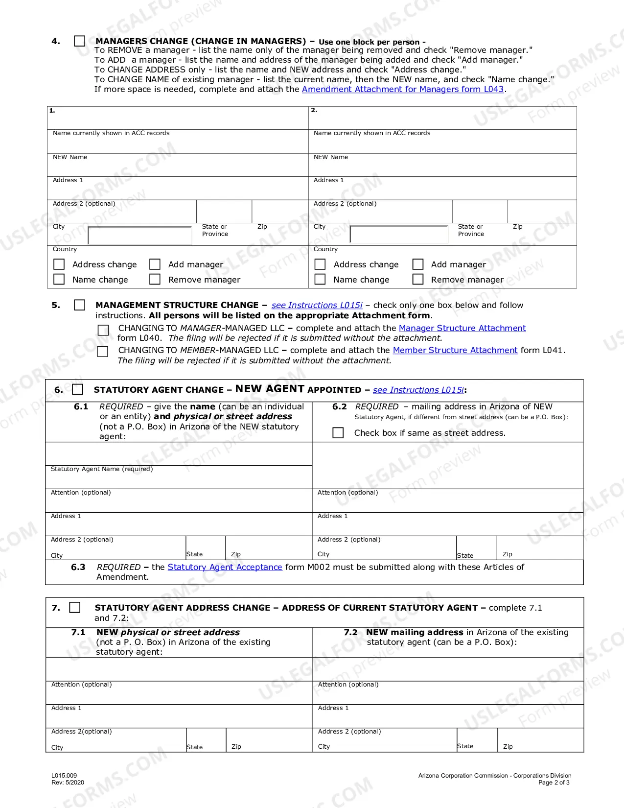Preview Articles Of Amendment (Domestic LLC)