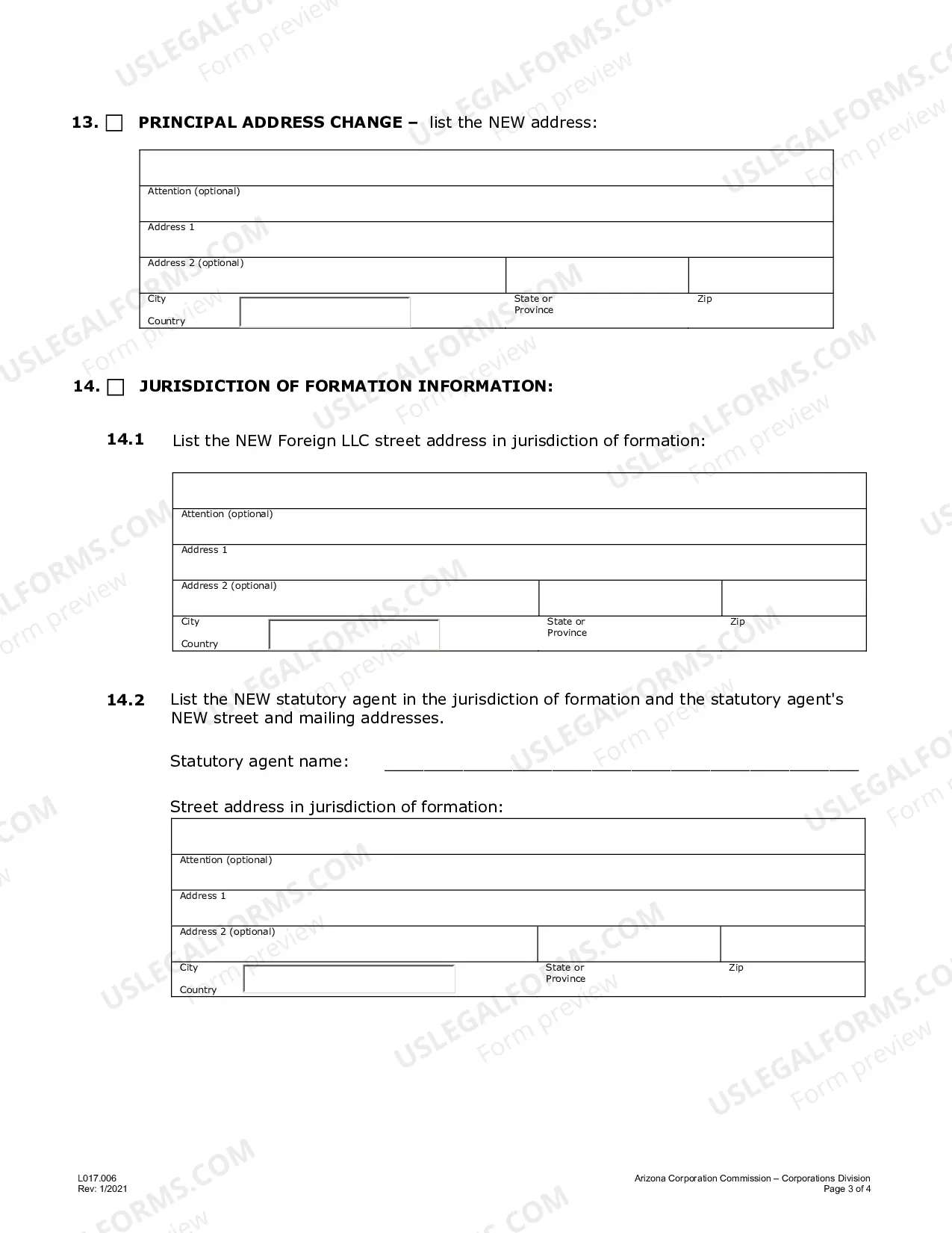 Preview Articles Of Amendment (Foreign LLC)