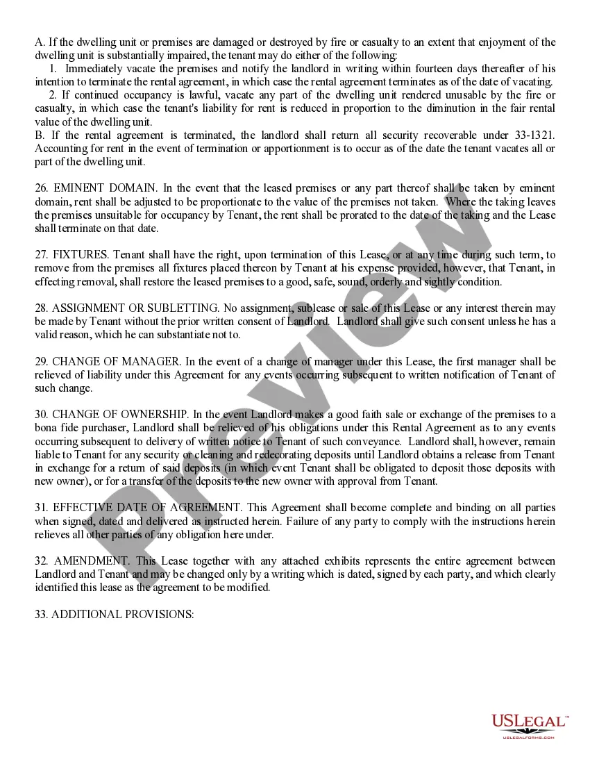 Preview Apt or Residential Lease