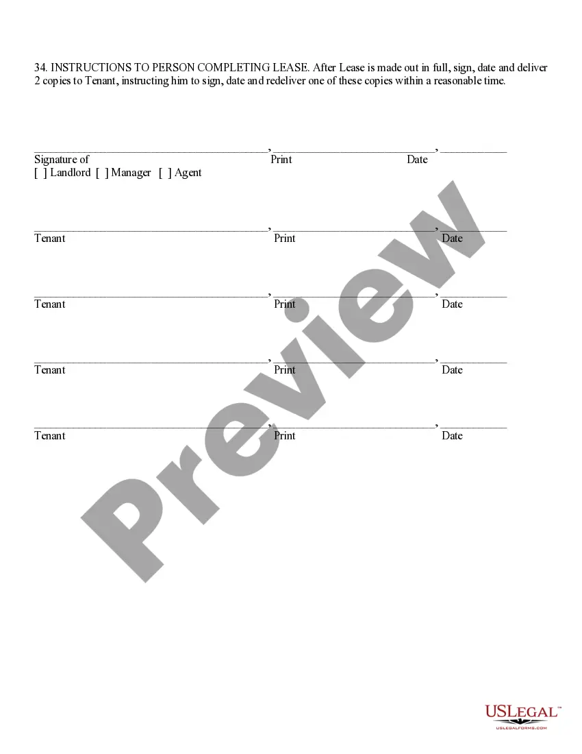 Preview Apt or Residential Lease