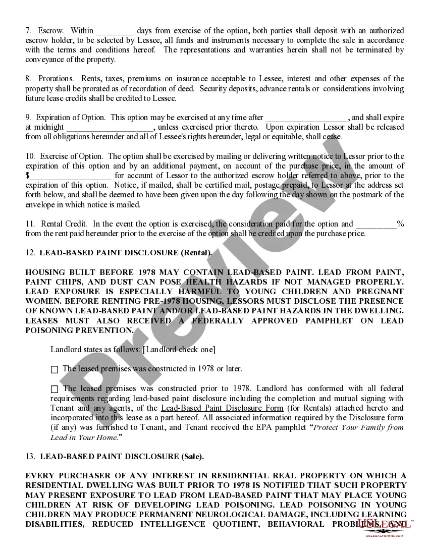 Preview Lease with Option to Purchase - Lease or Rent to Own