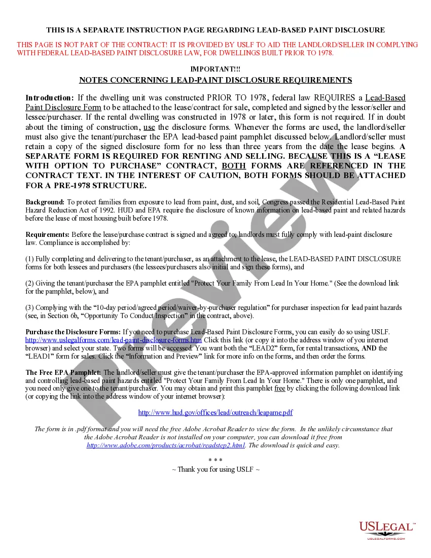 Preview Lease with Option to Purchase - Lease or Rent to Own