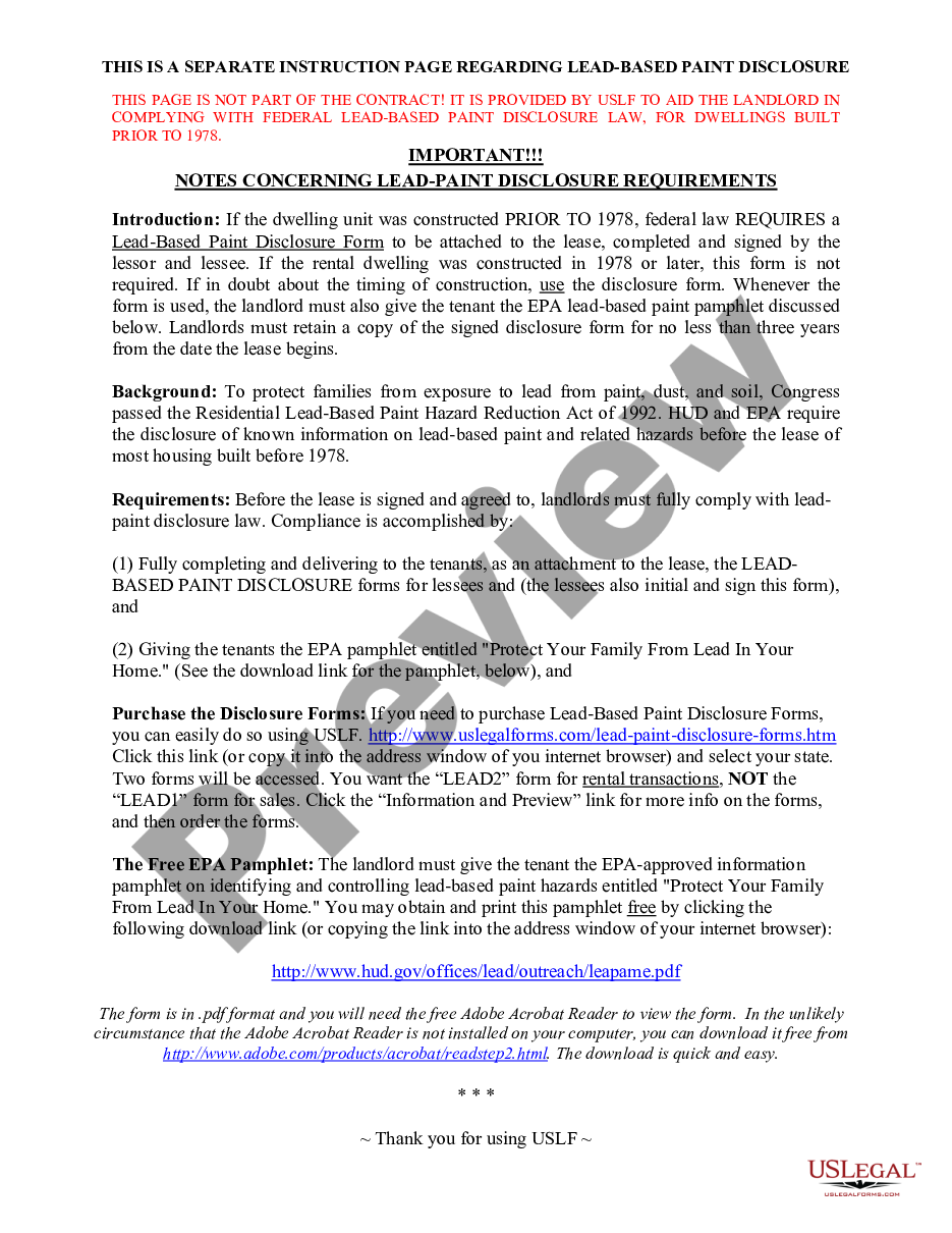 page 3 Residential Lease - Rental - Short Form 1 preview
