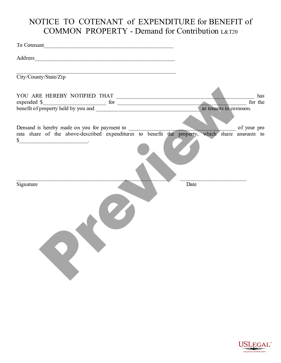 form Notice of Intent to Co-Tenant preview