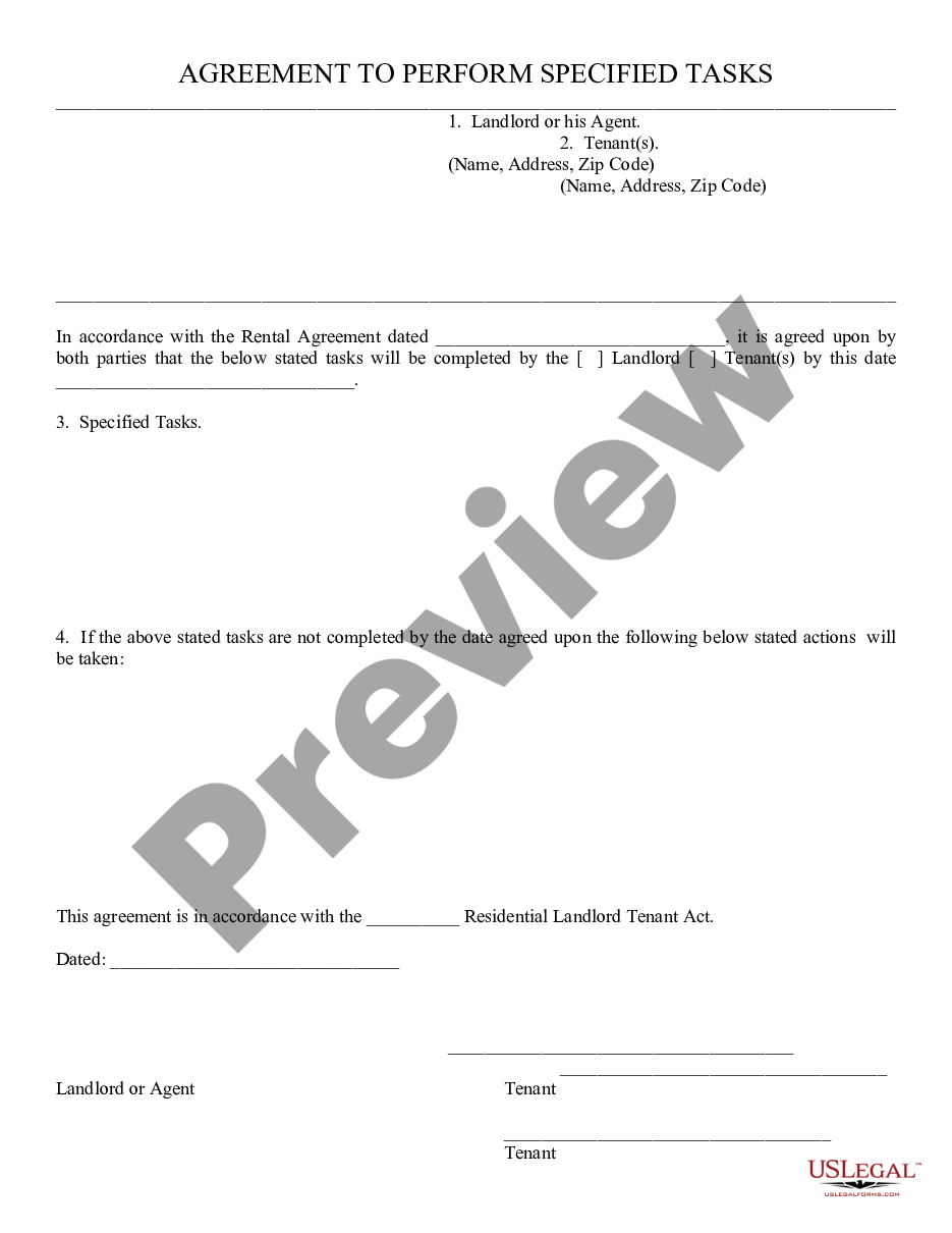 form Agreement to Perform Specified Tasks preview