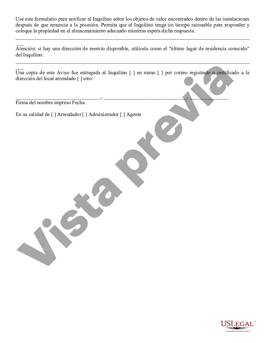 Preview Aviso de propiedad personal abandonada
