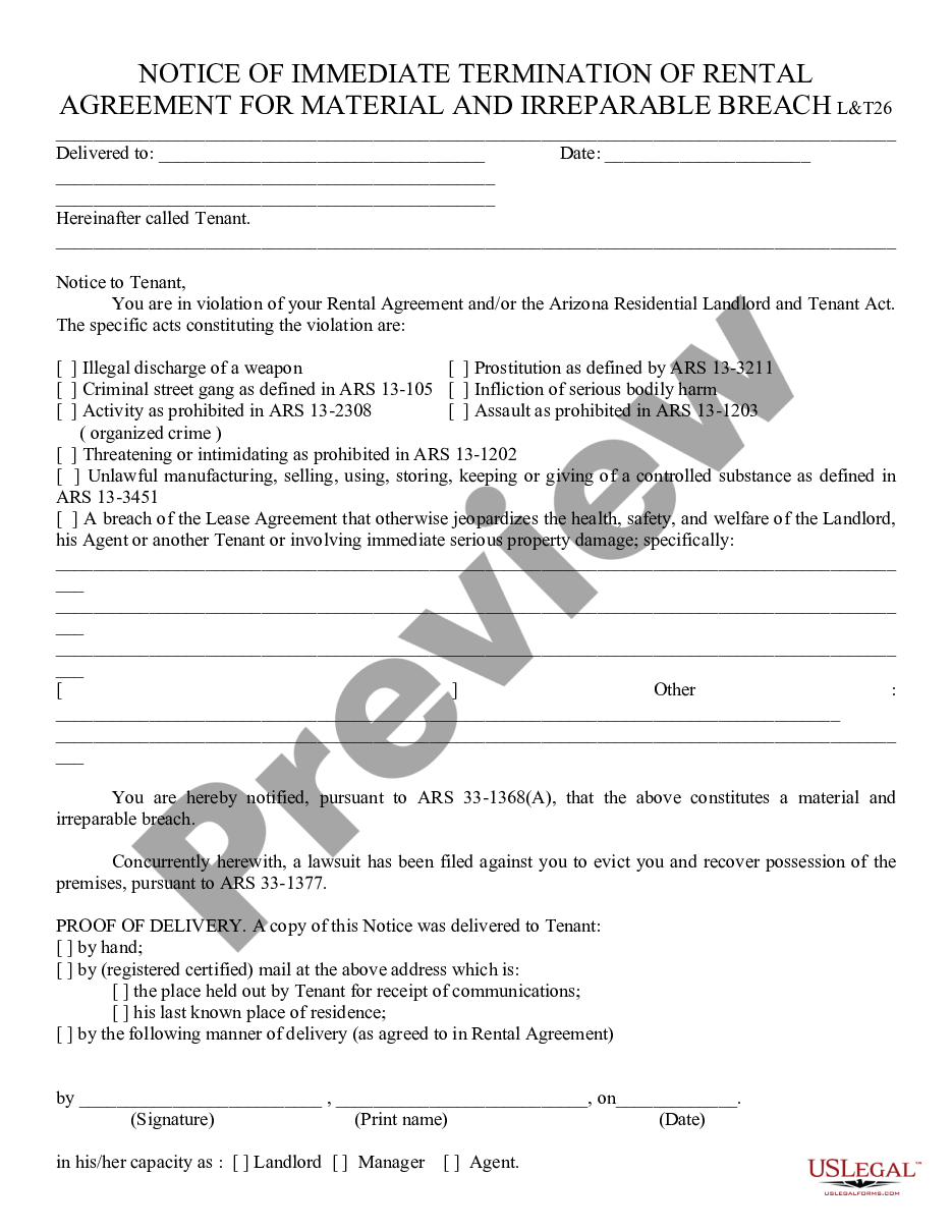 page 0 Notice of Material Breach of Lease Agreement preview