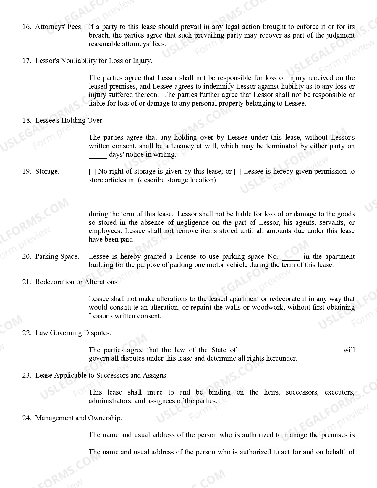 Preview Lease Apartment, Furnished