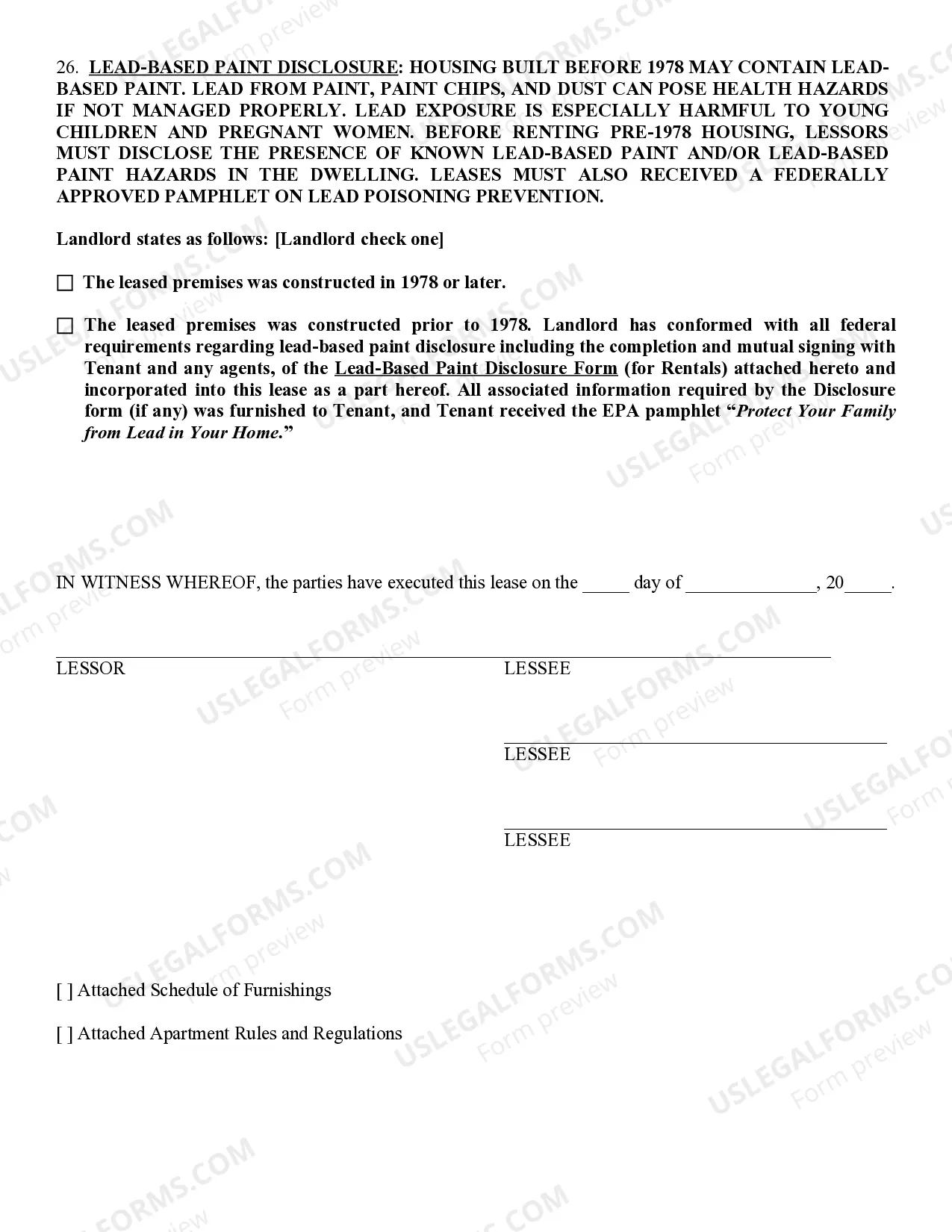 Preview Lease Apartment, Furnished