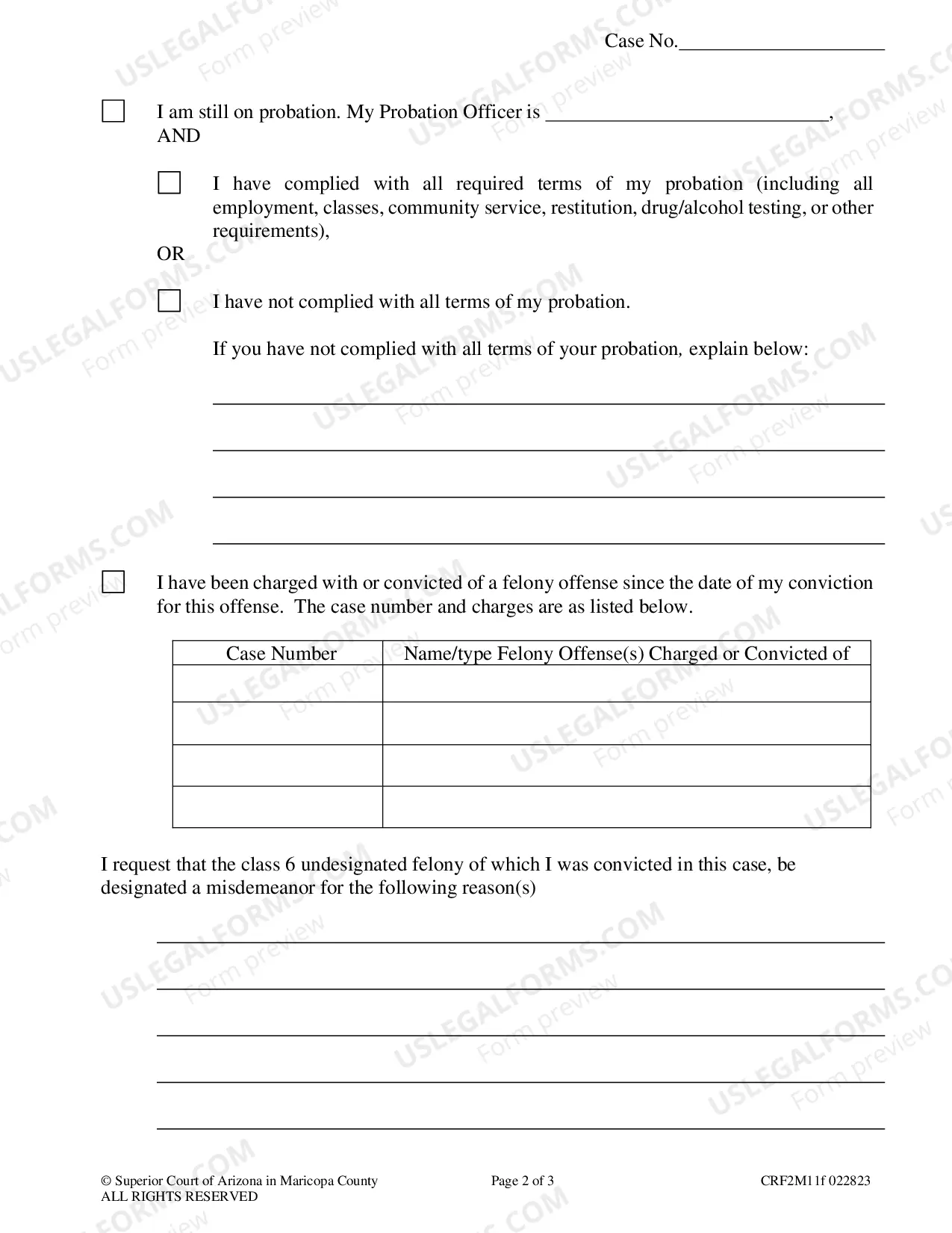 Preview Request to Reduce Class 6 Undesignated Felony to a Misdemeanor Procedures