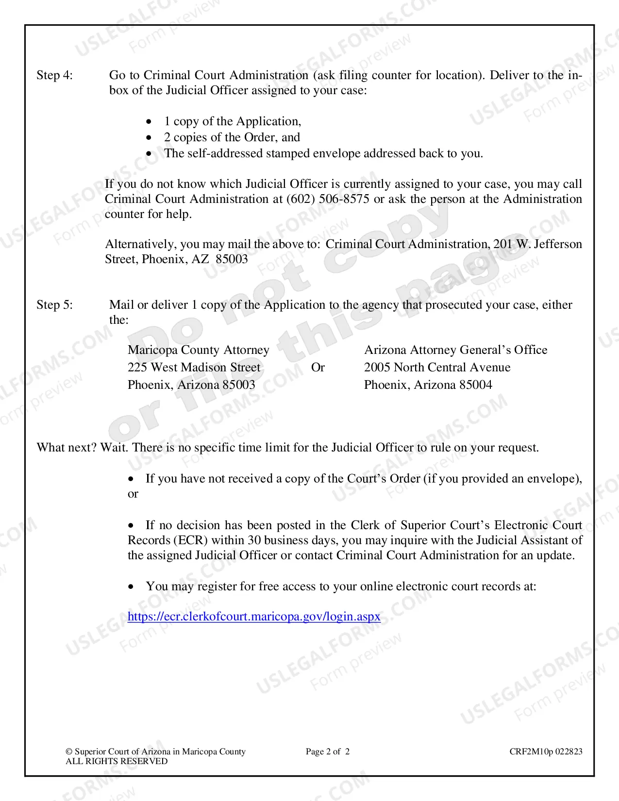 Preview Reduce Class 6 Felony to a Misdemeanor - Instructions & Forms