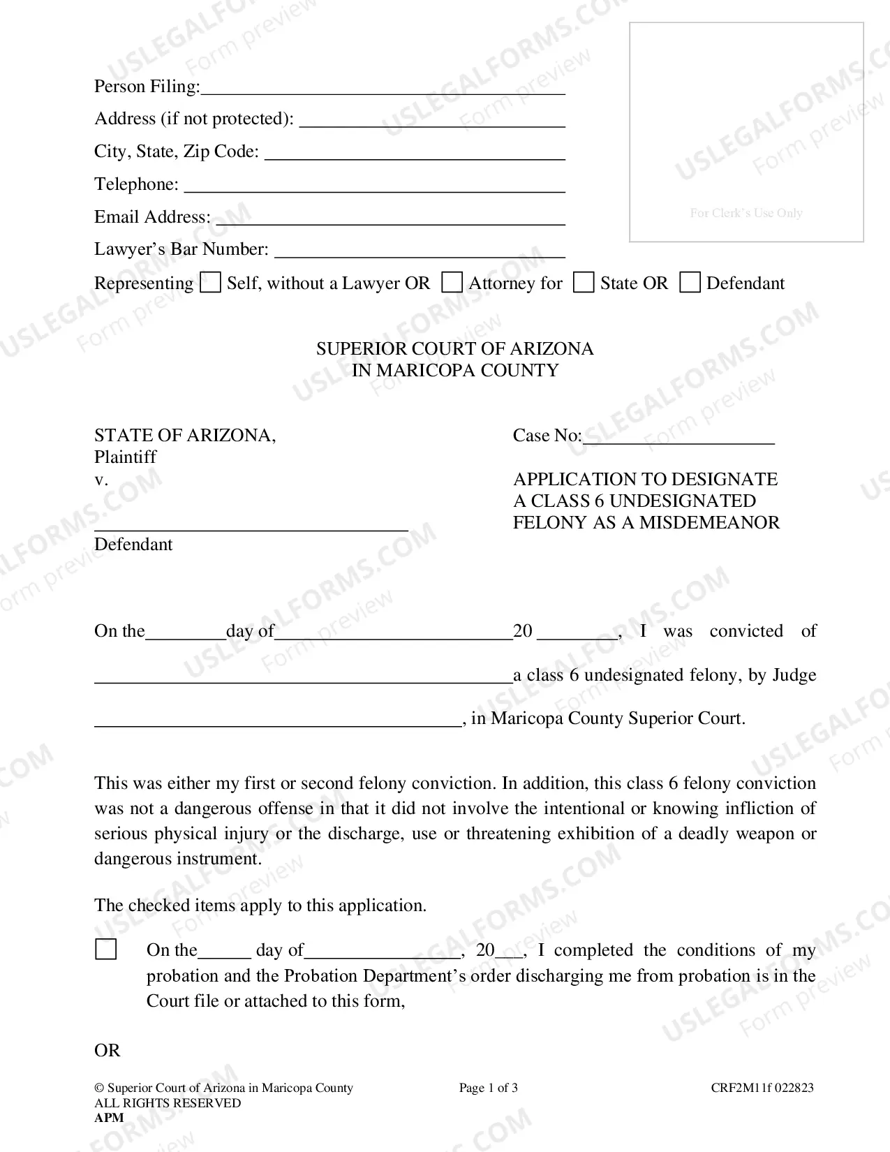 Preview Reduce Class 6 Felony to a Misdemeanor - Instructions & Forms