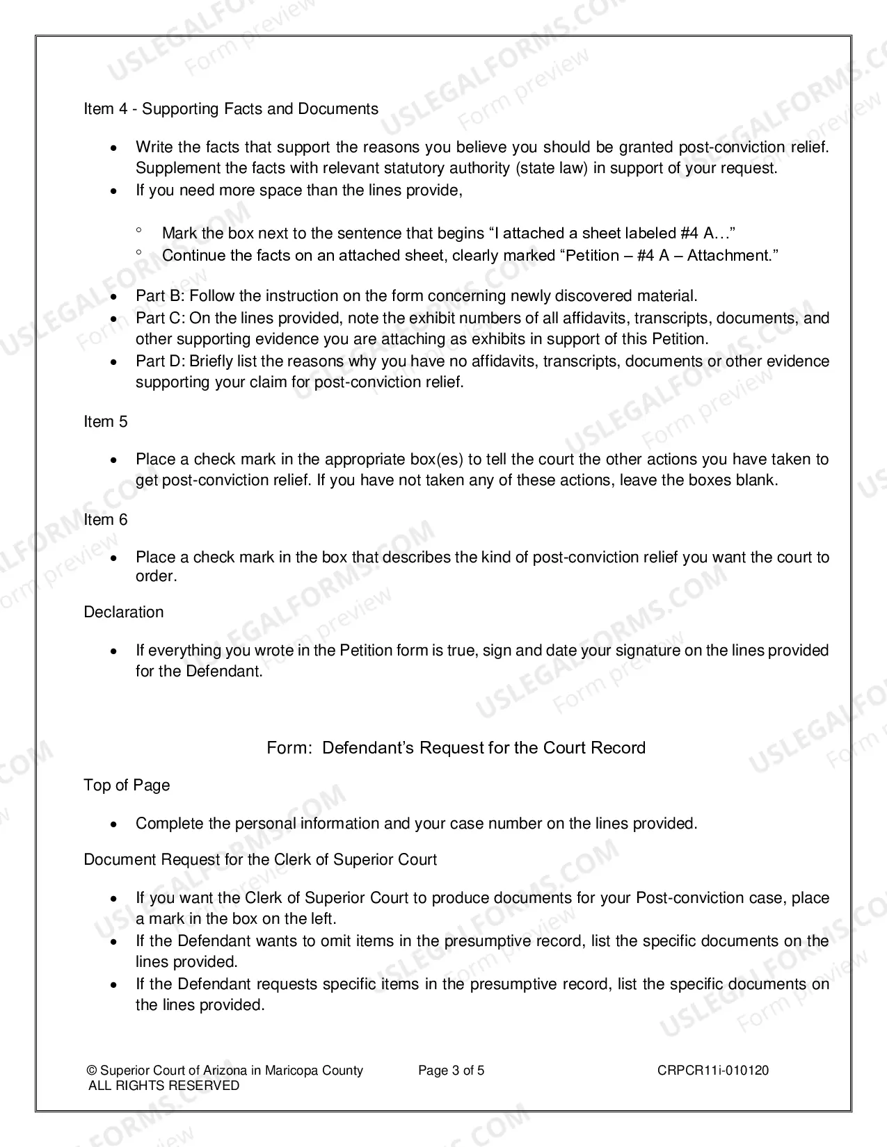 Preview Post-Conviction Relief Form Instructions