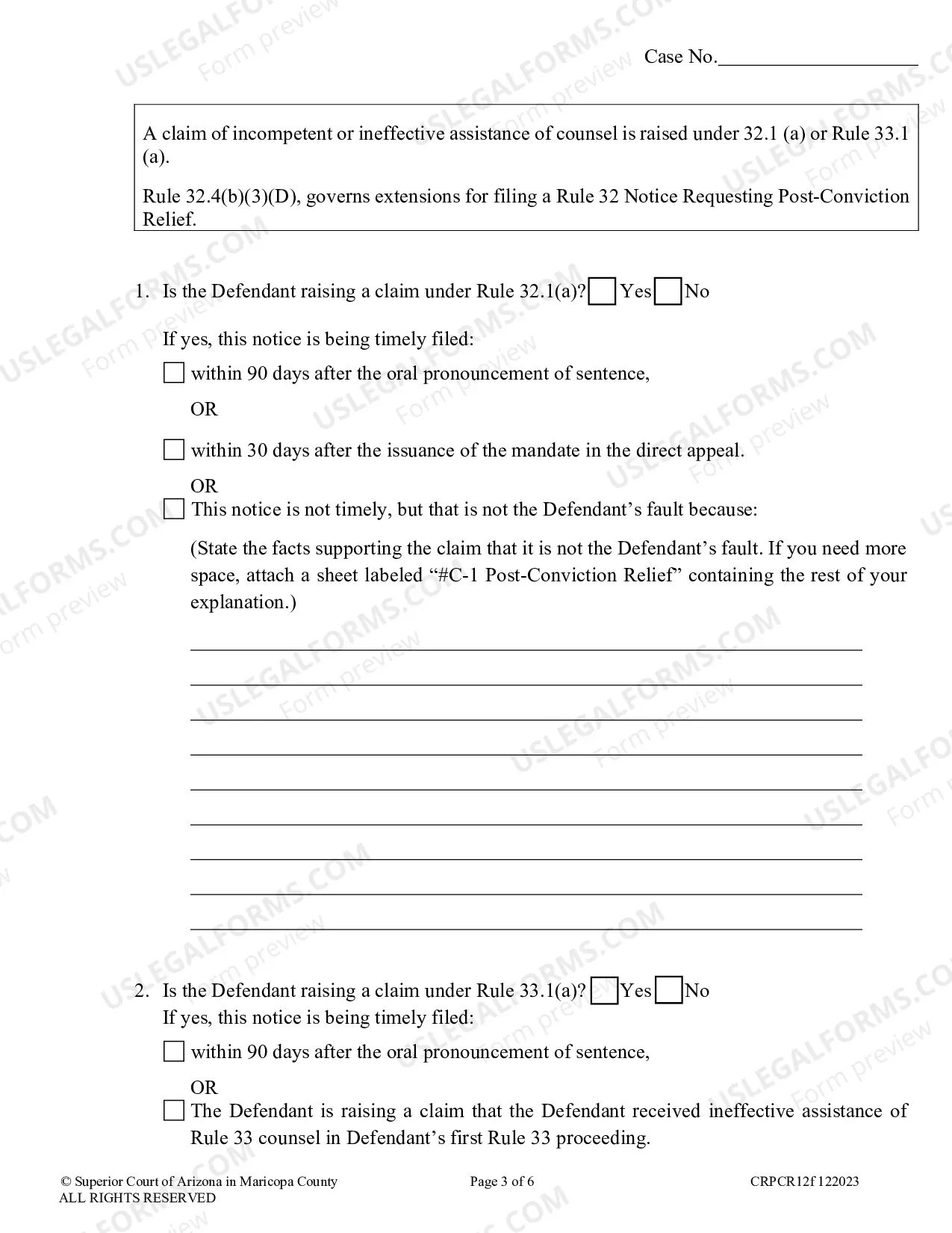 Preview Notice of Request for Post-Conviction Relief
