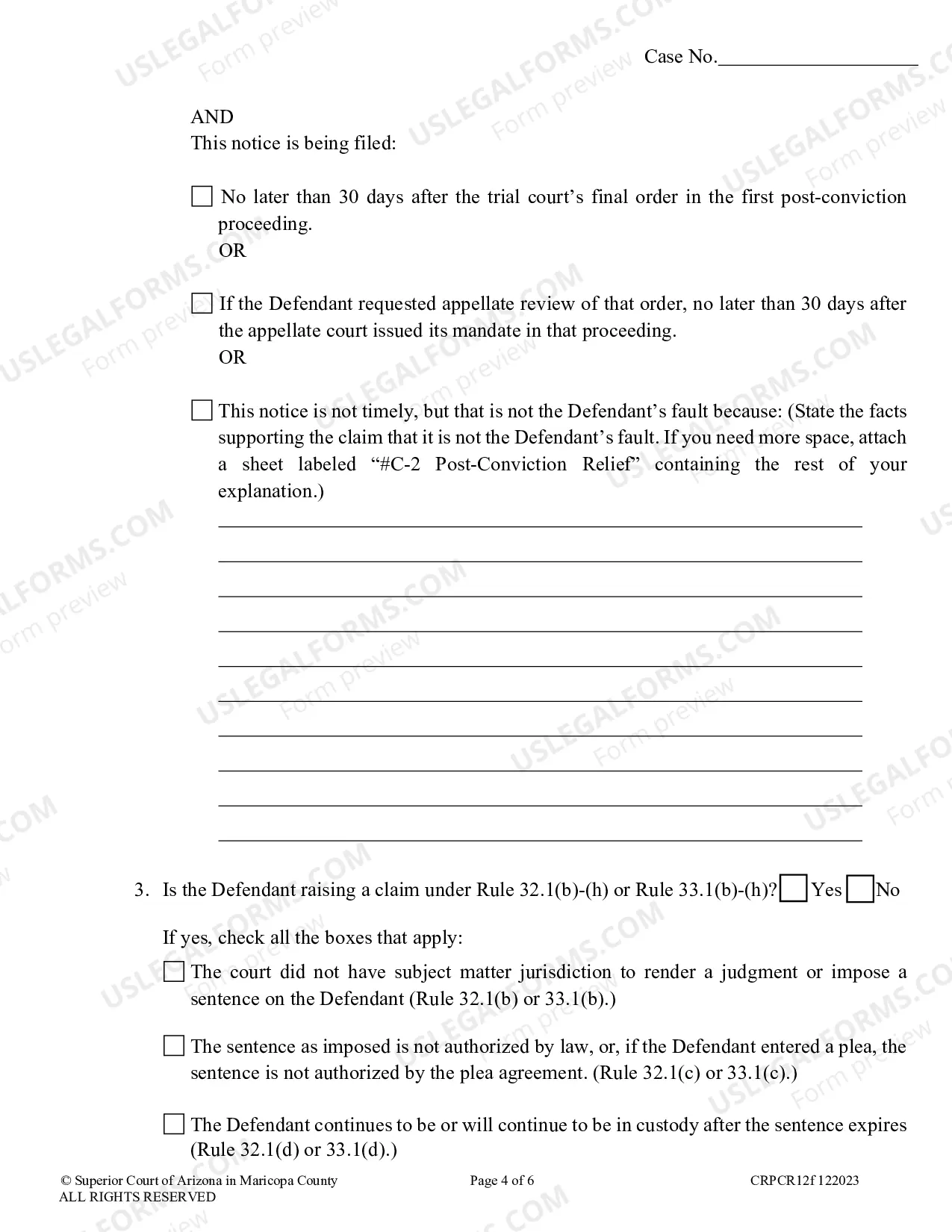 Preview Notice of Request for Post-Conviction Relief