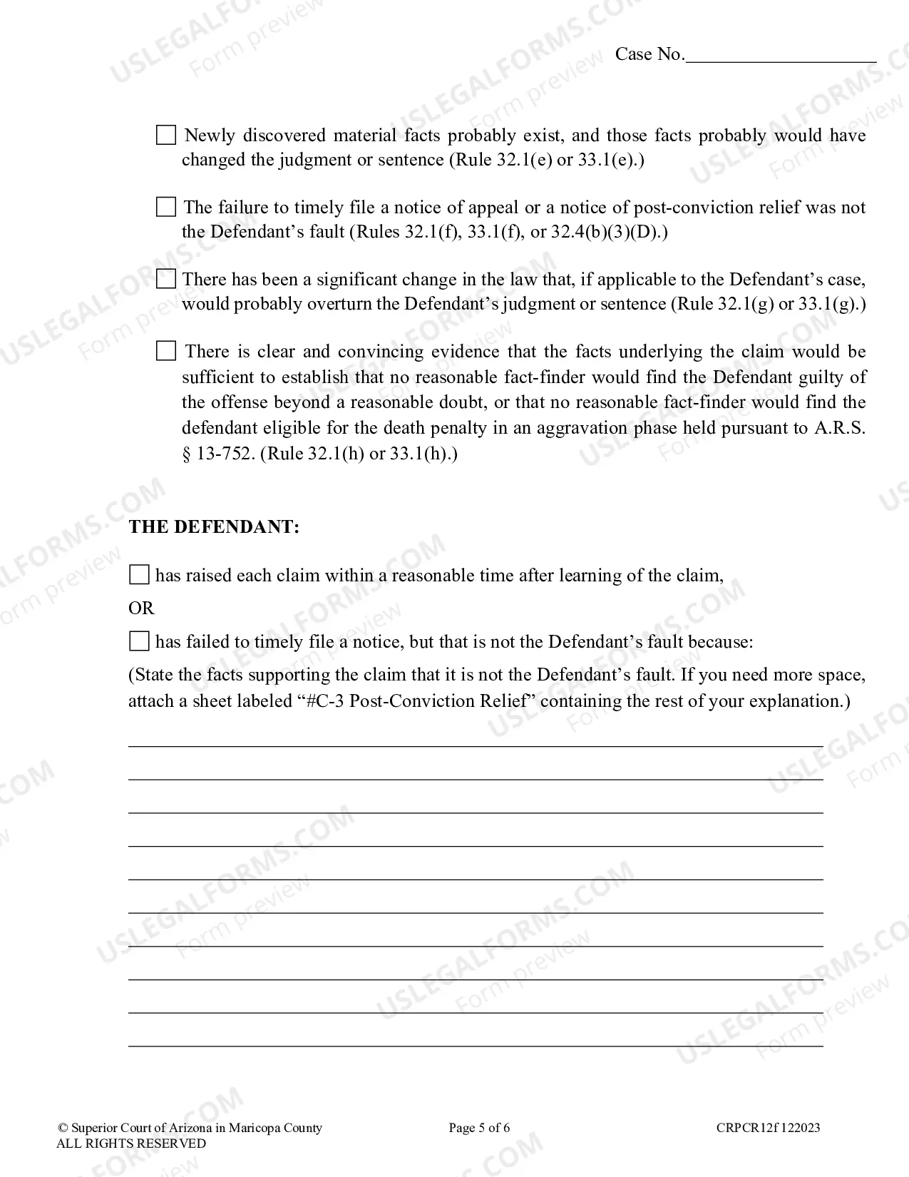 Preview Notice of Request for Post-Conviction Relief