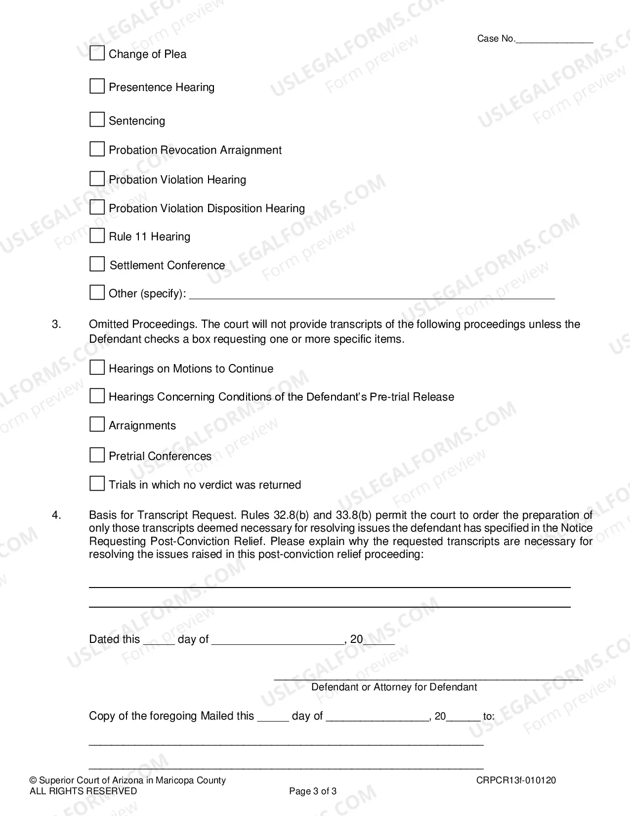 Preview Request for Preparation of Post-Conviction Relief Record