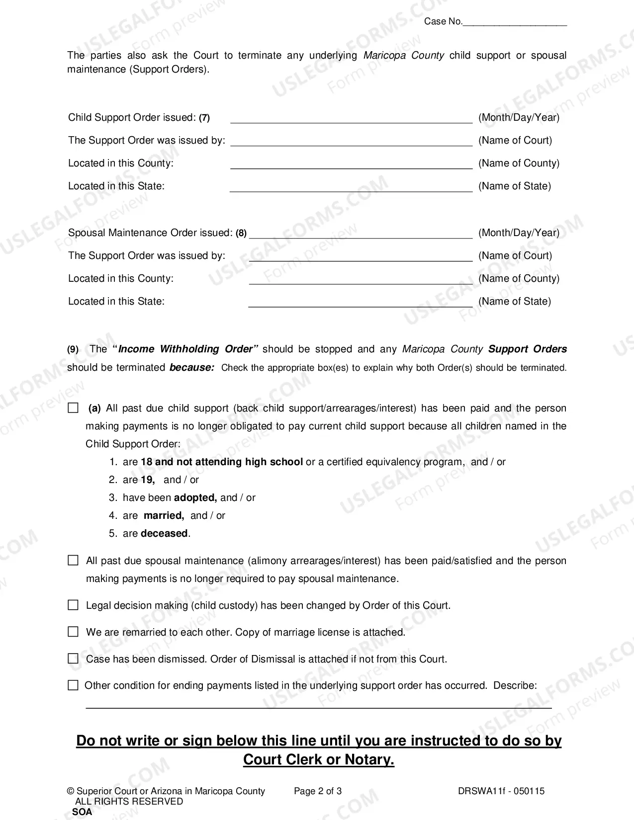 Preview Agreement To Stop Income Withholding Order and All Support Orders