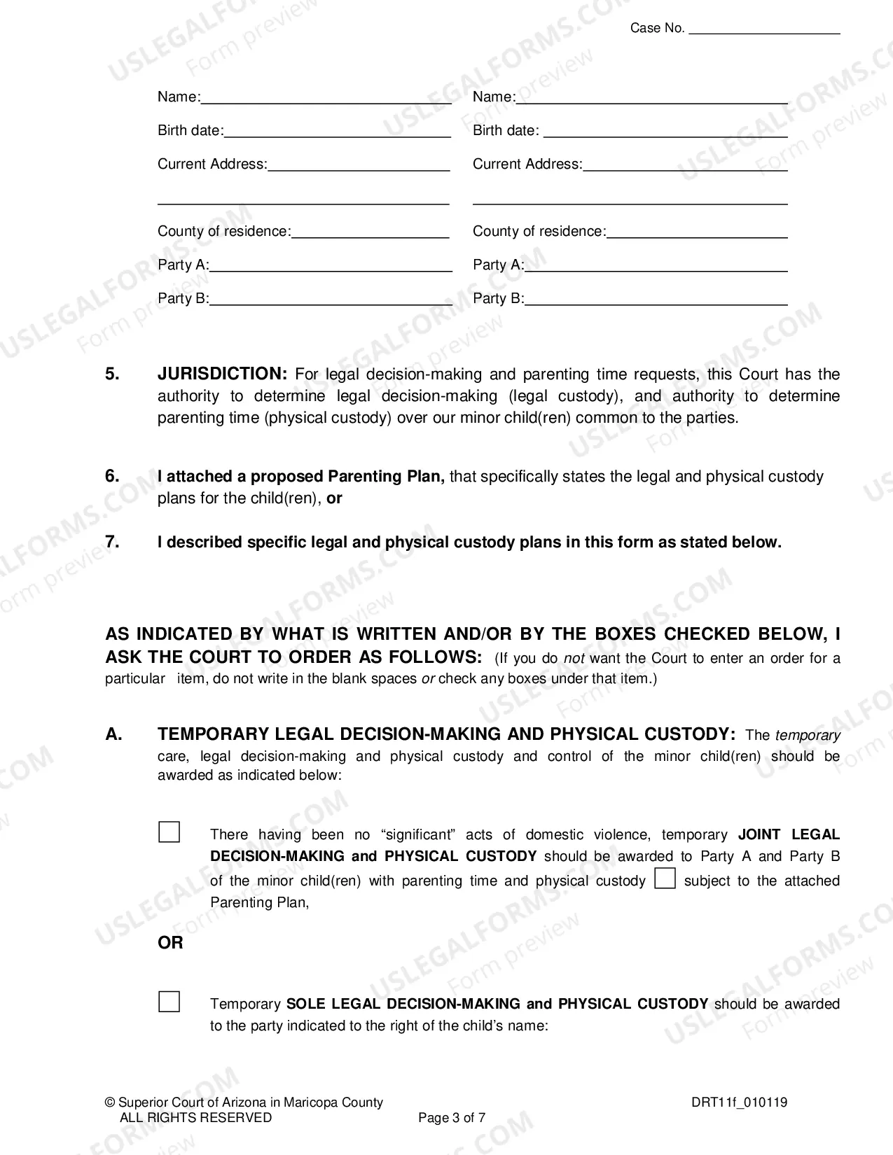Preview Temporary Order For Child Custody Parenting Time Child Support Or Other