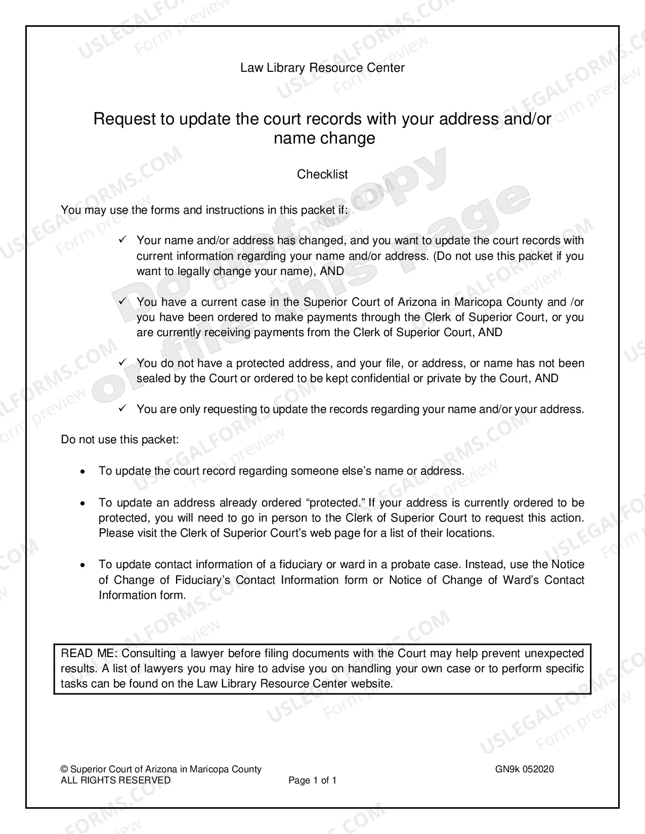 Preview Update Information on Address and/or Name With the Court