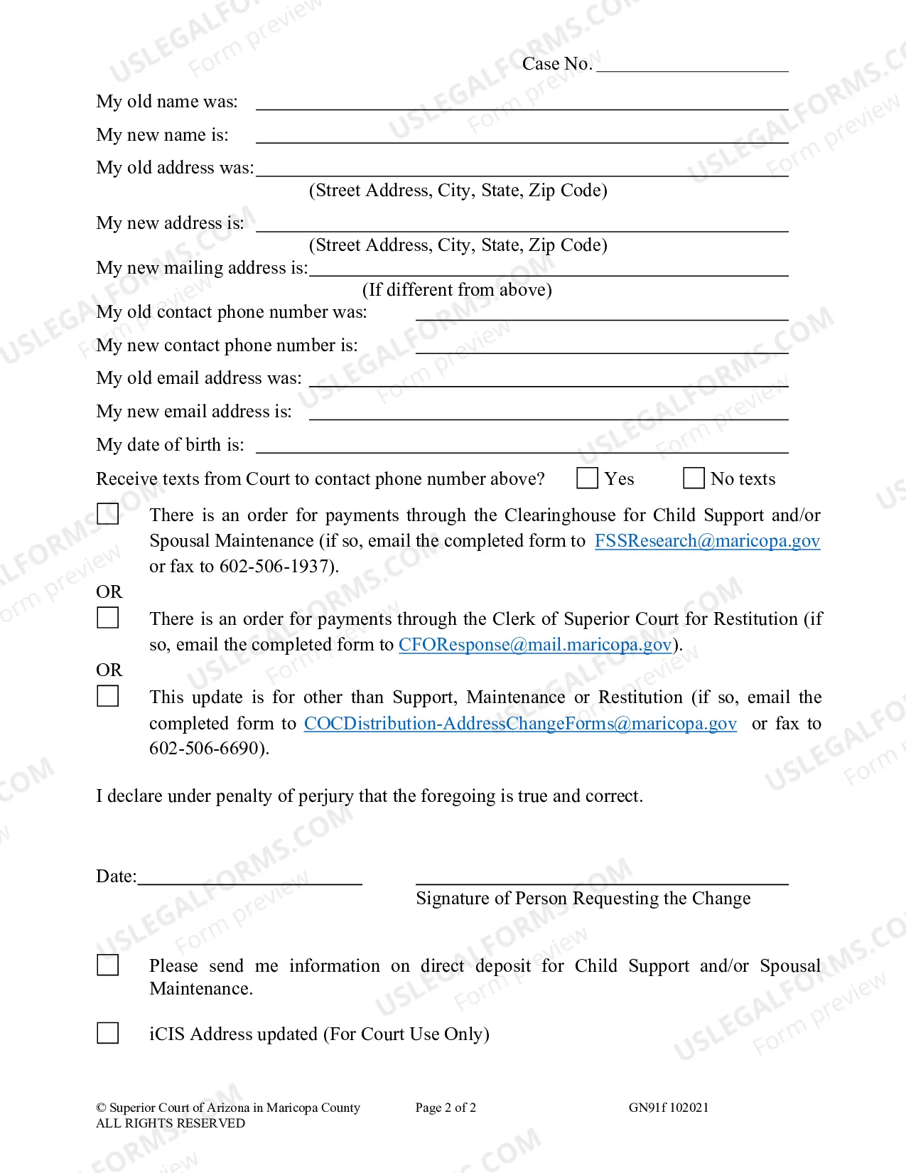 Preview Update Information on Address and/or Name With the Court