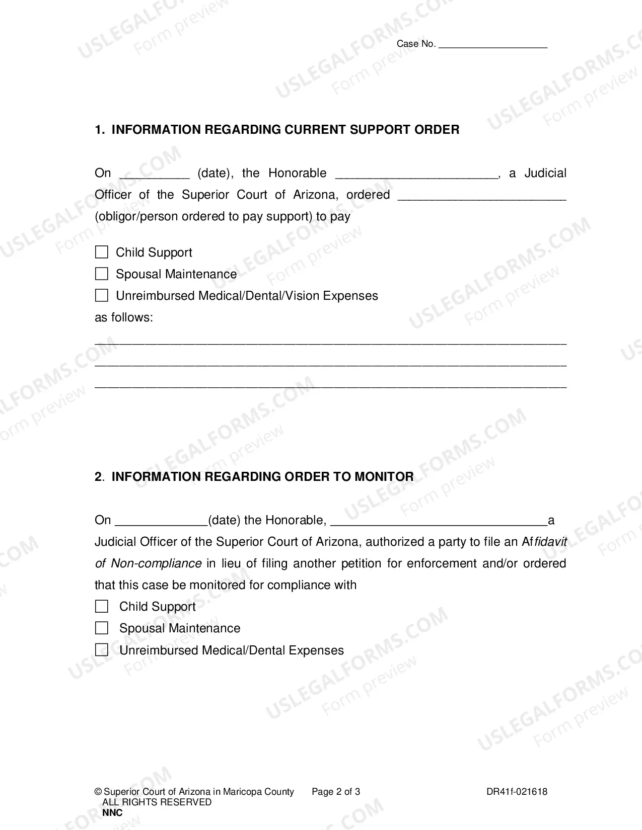 Preview Affidavit of Non-Compliance