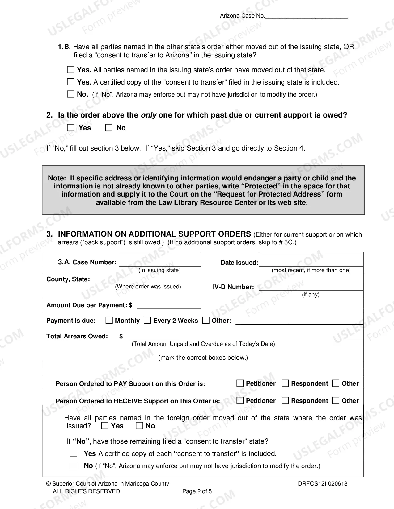 Preview Affidavit to Register a Foreign Family Support Order