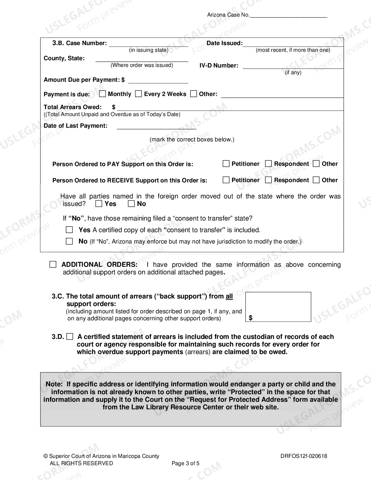 Preview Affidavit to Register a Foreign Family Support Order