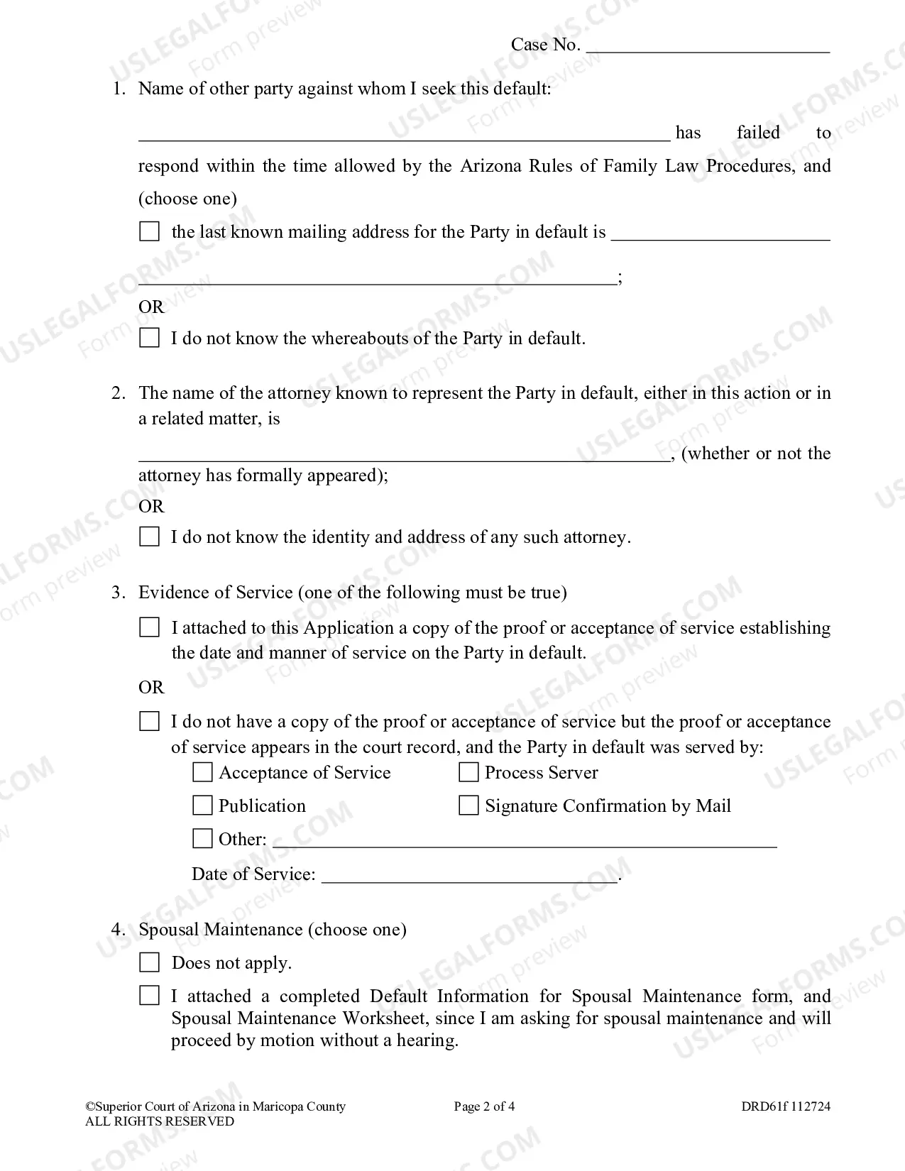 Preview Application and Affidavit for Default in Family Court Cases