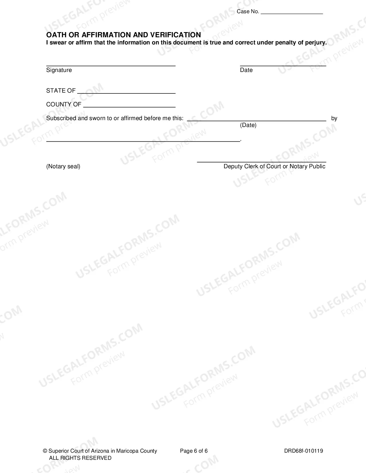 Preview Motion and Affidavit for Default Divorce, Legal Separation or Annulment - Without a Hearing