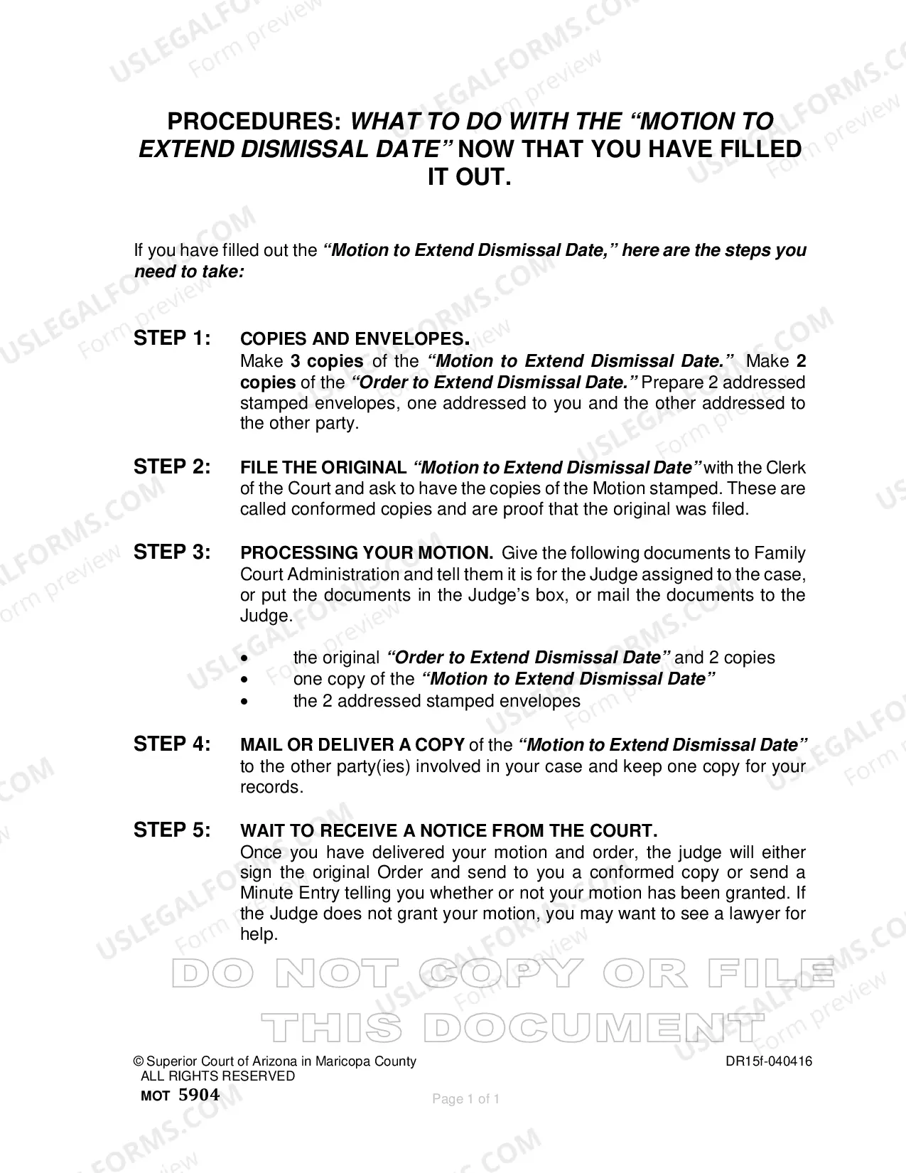 Preview Motion and Order to Extend Dismissal Time