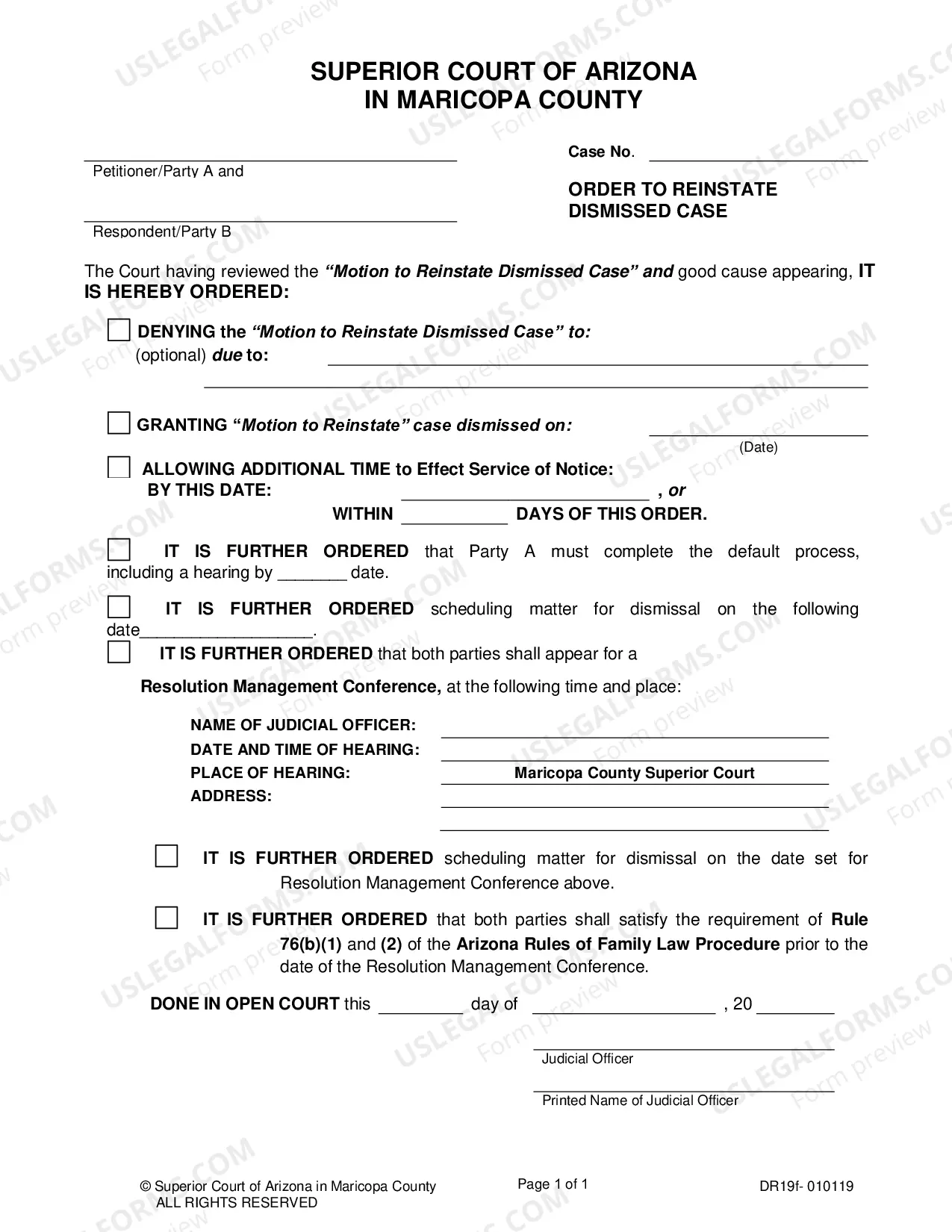 Preview Motion to Reinstate Dismissed Case (Forms and Instructions)