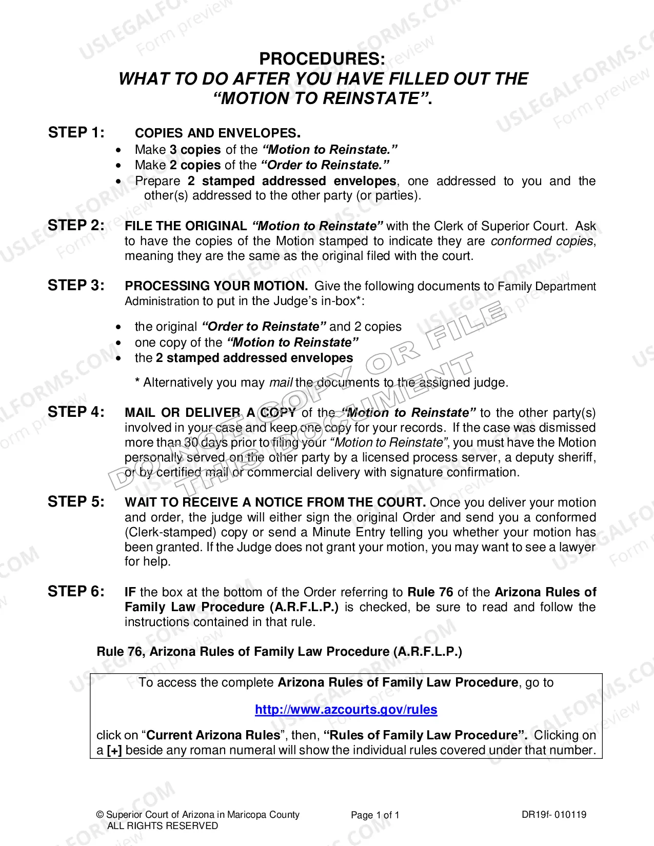 Preview Motion to Reinstate Dismissed Case (Forms and Instructions)