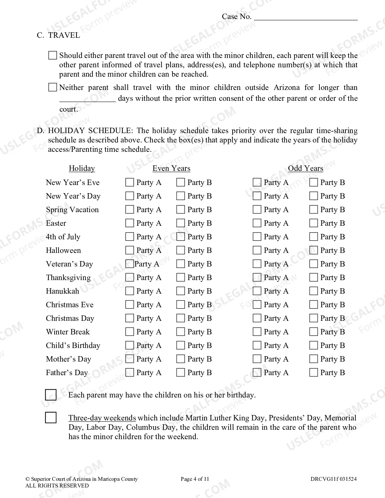 Preview Parenting Plan for Joint Legal Decision Making (Custody) with Joint Legal Decision Making (Custody)