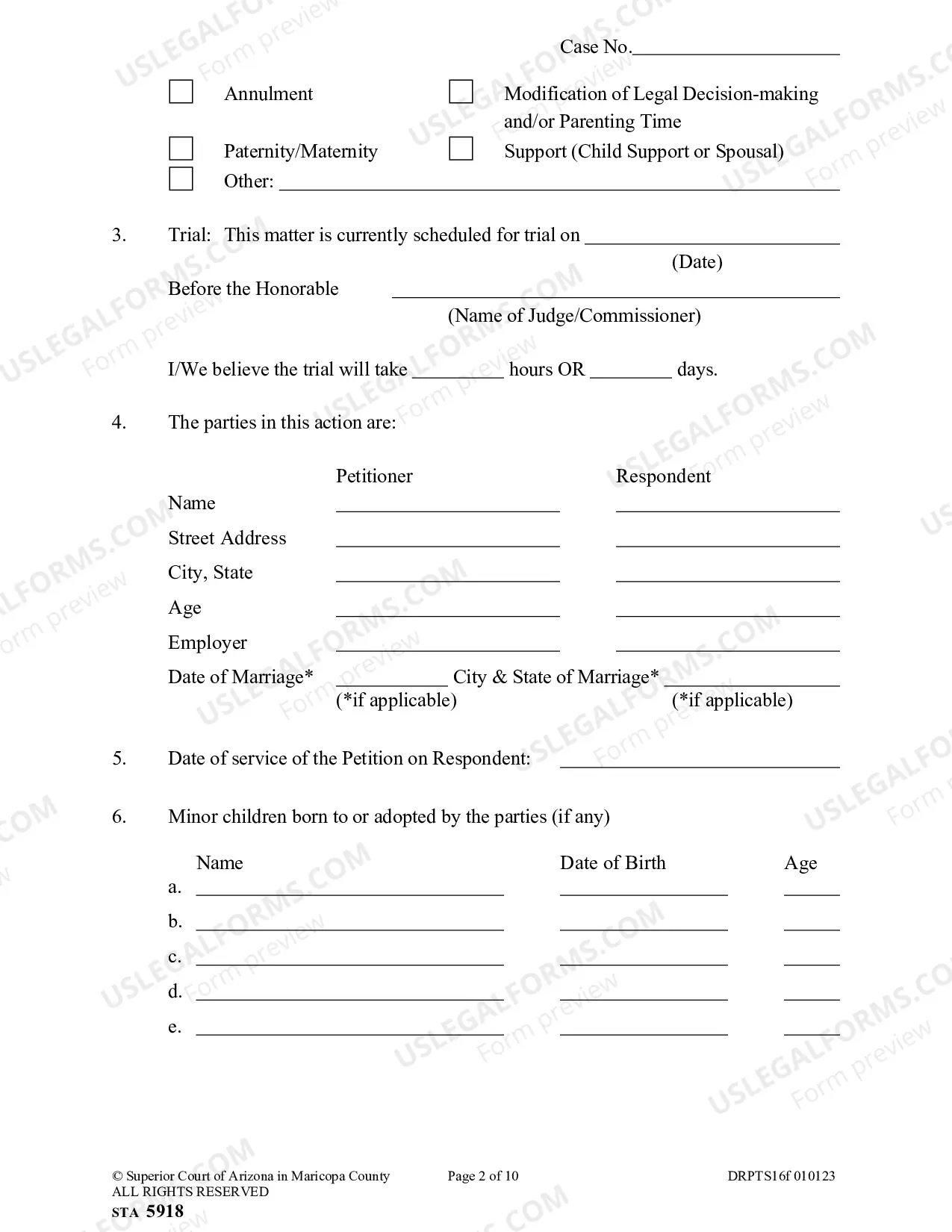 Preview Pre-Trial Statement for Family Court Cases