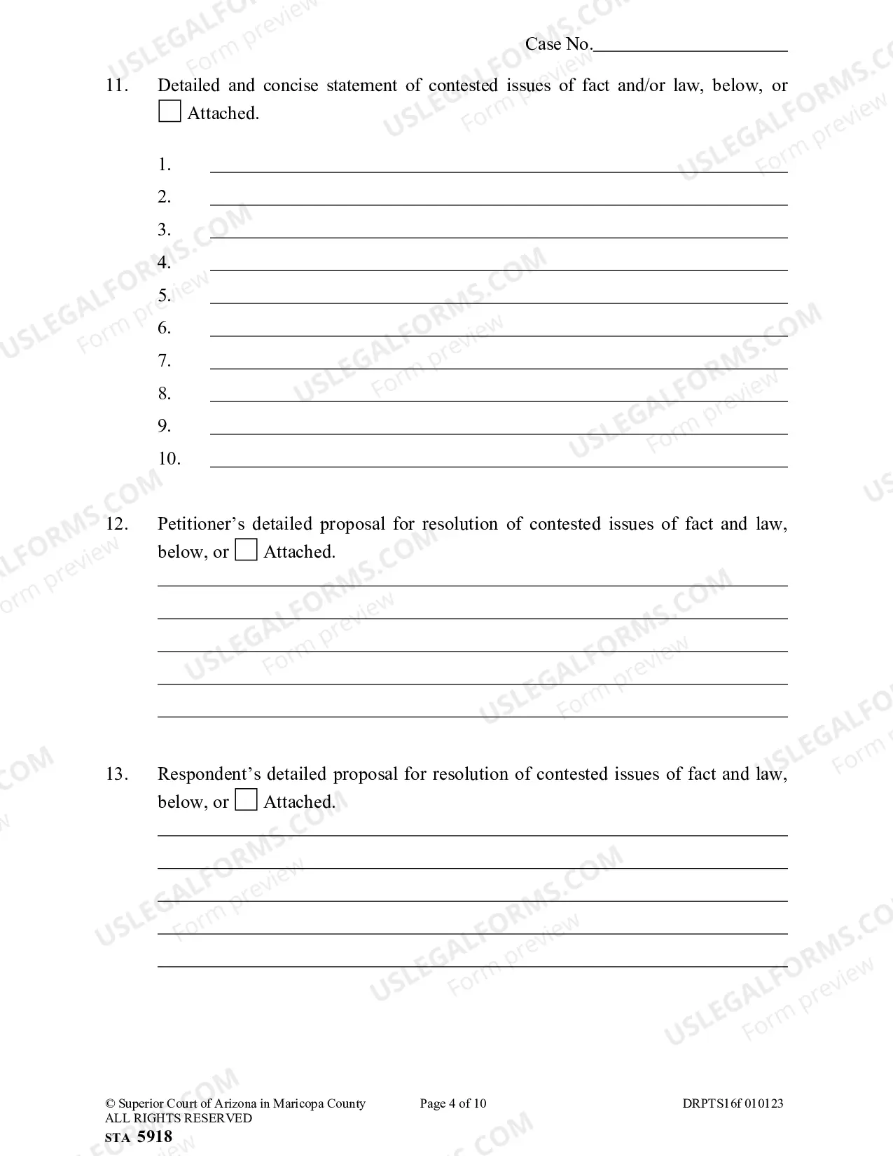 Preview Pre-Trial Statement for Family Court Cases