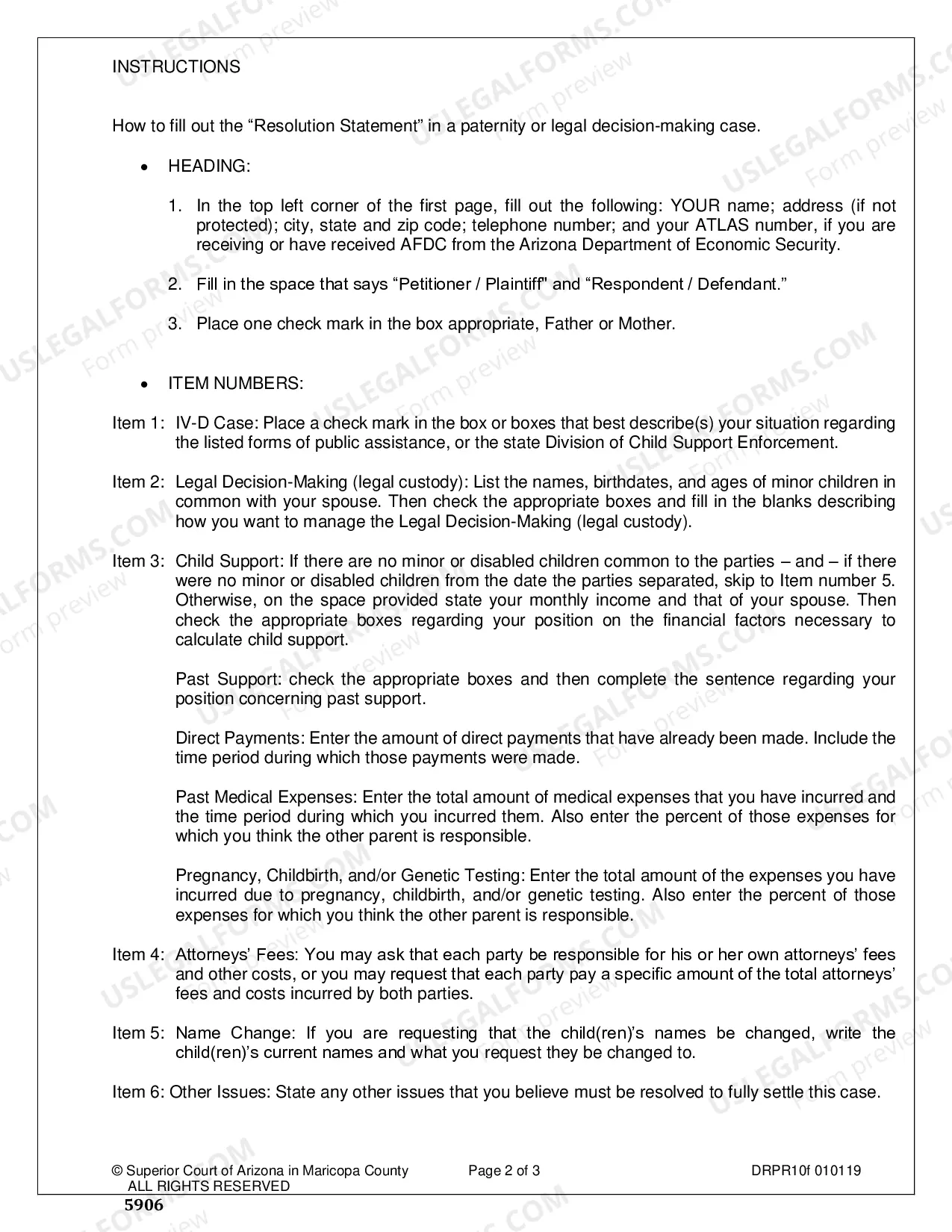 Preview Proposed Paternity Resolution Statement