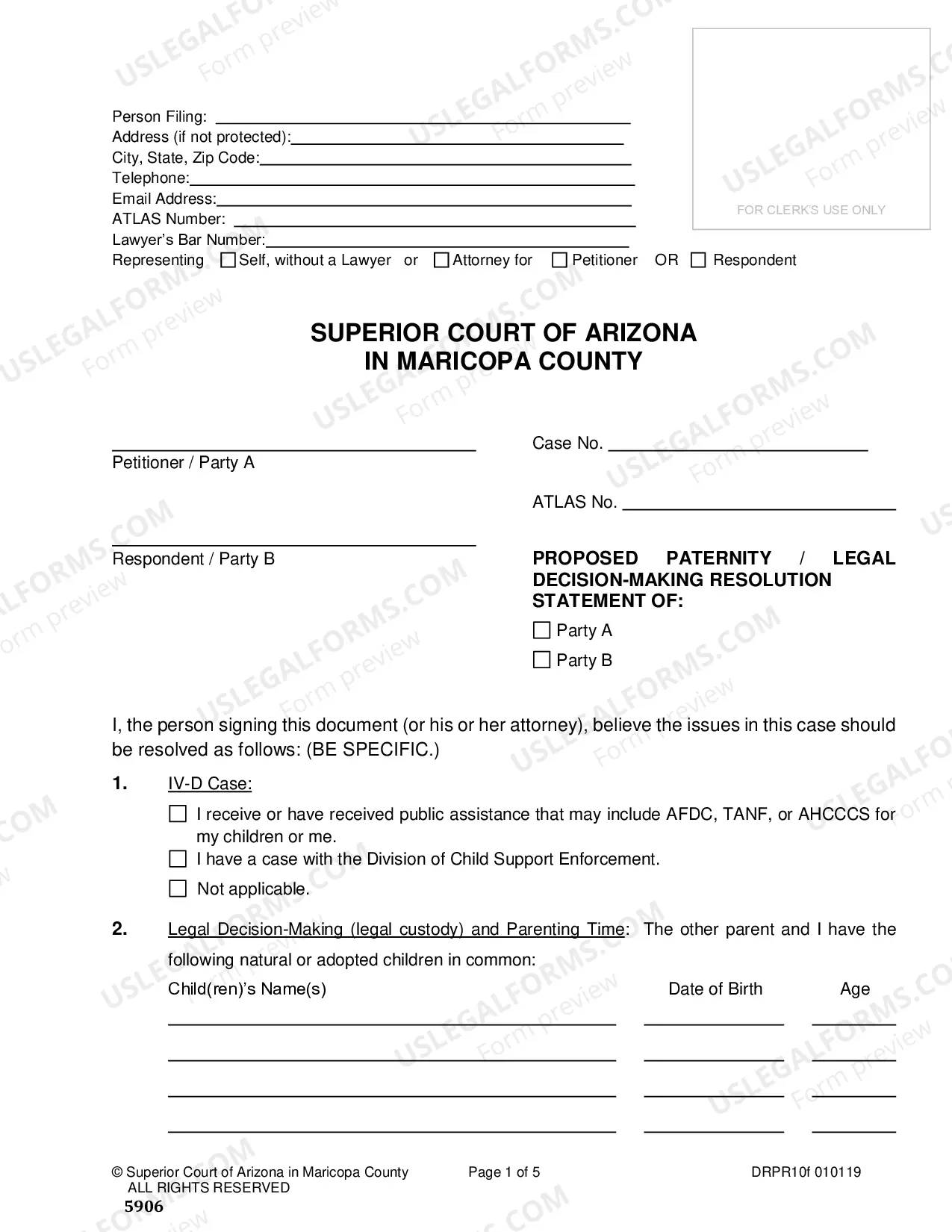 Preview Proposed Paternity Resolution Statement