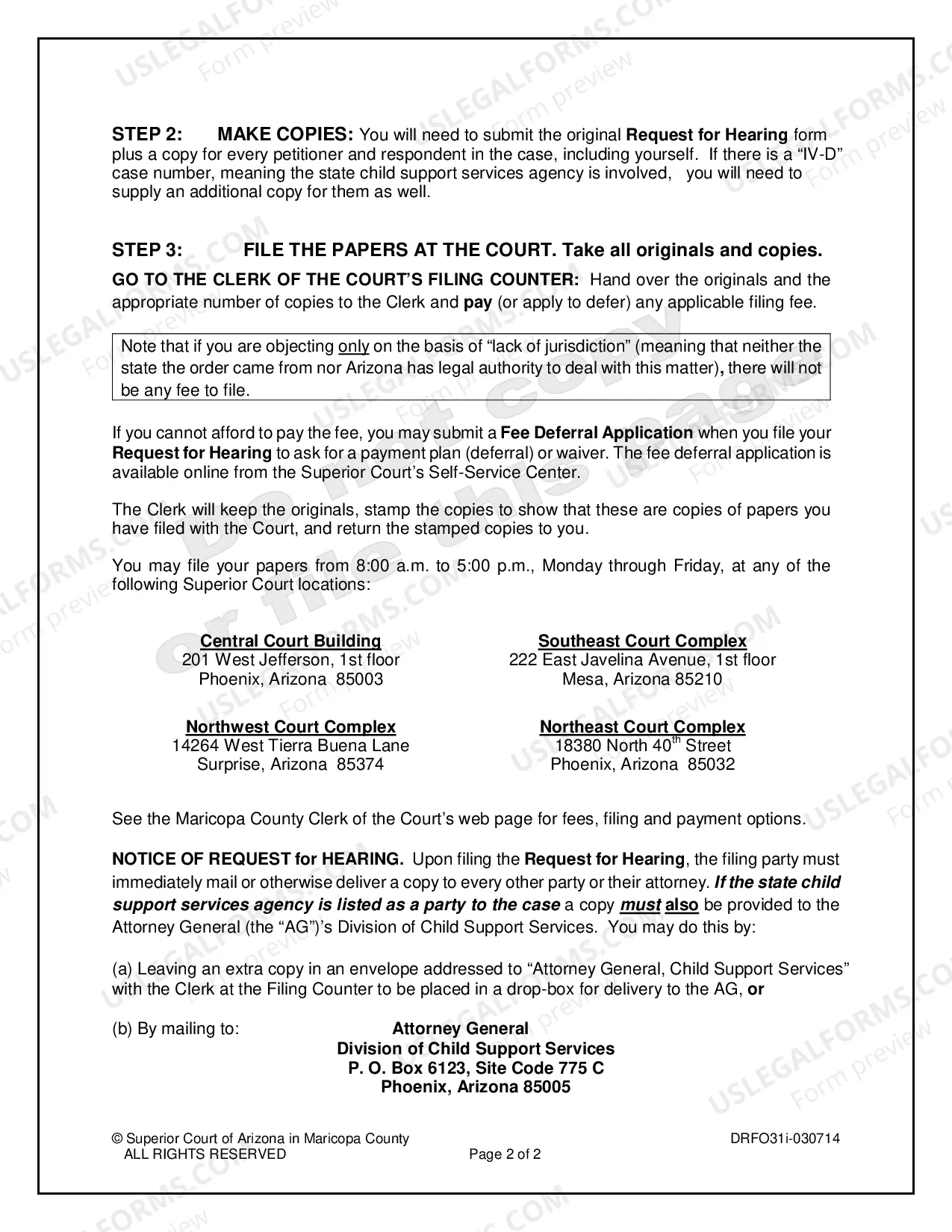 Preview Request a Hearing on a Registered Foreign (Out of State) Family Order