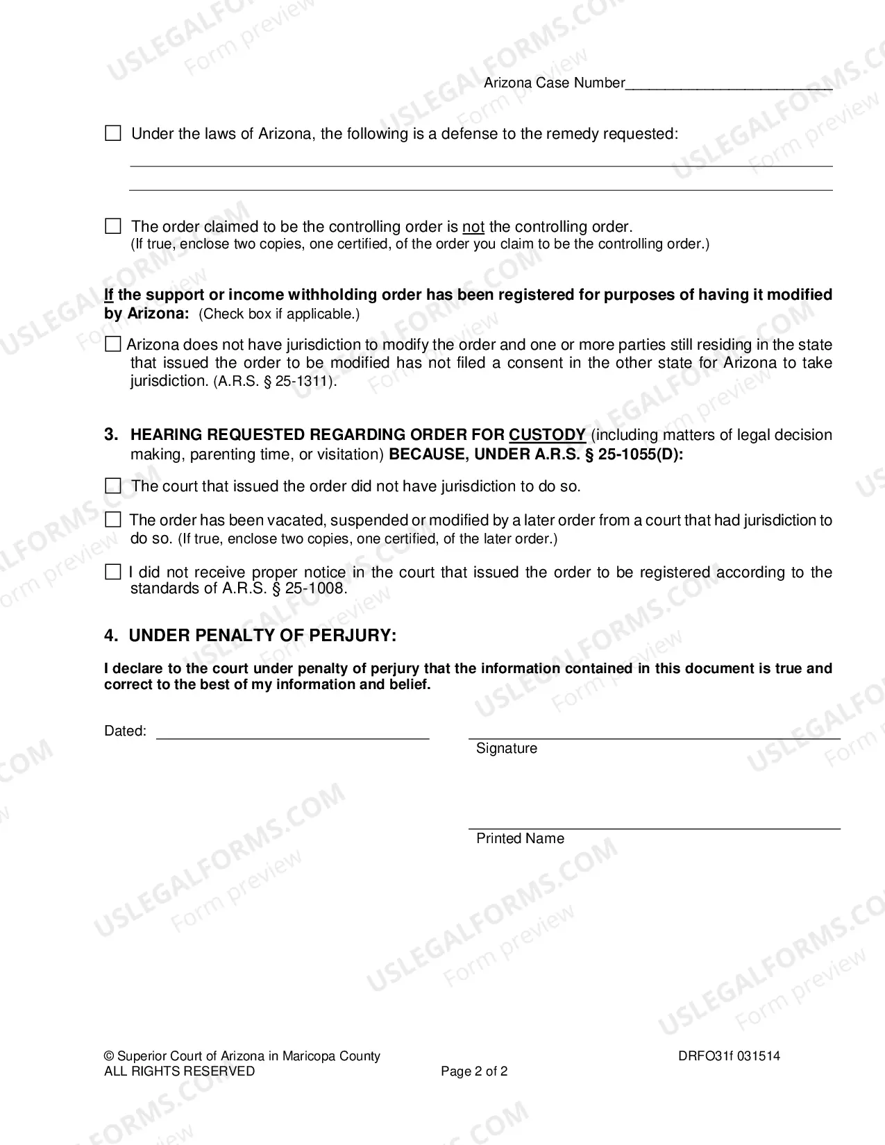 Preview Request a Hearing on a Registered Foreign (Out of State) Family Order