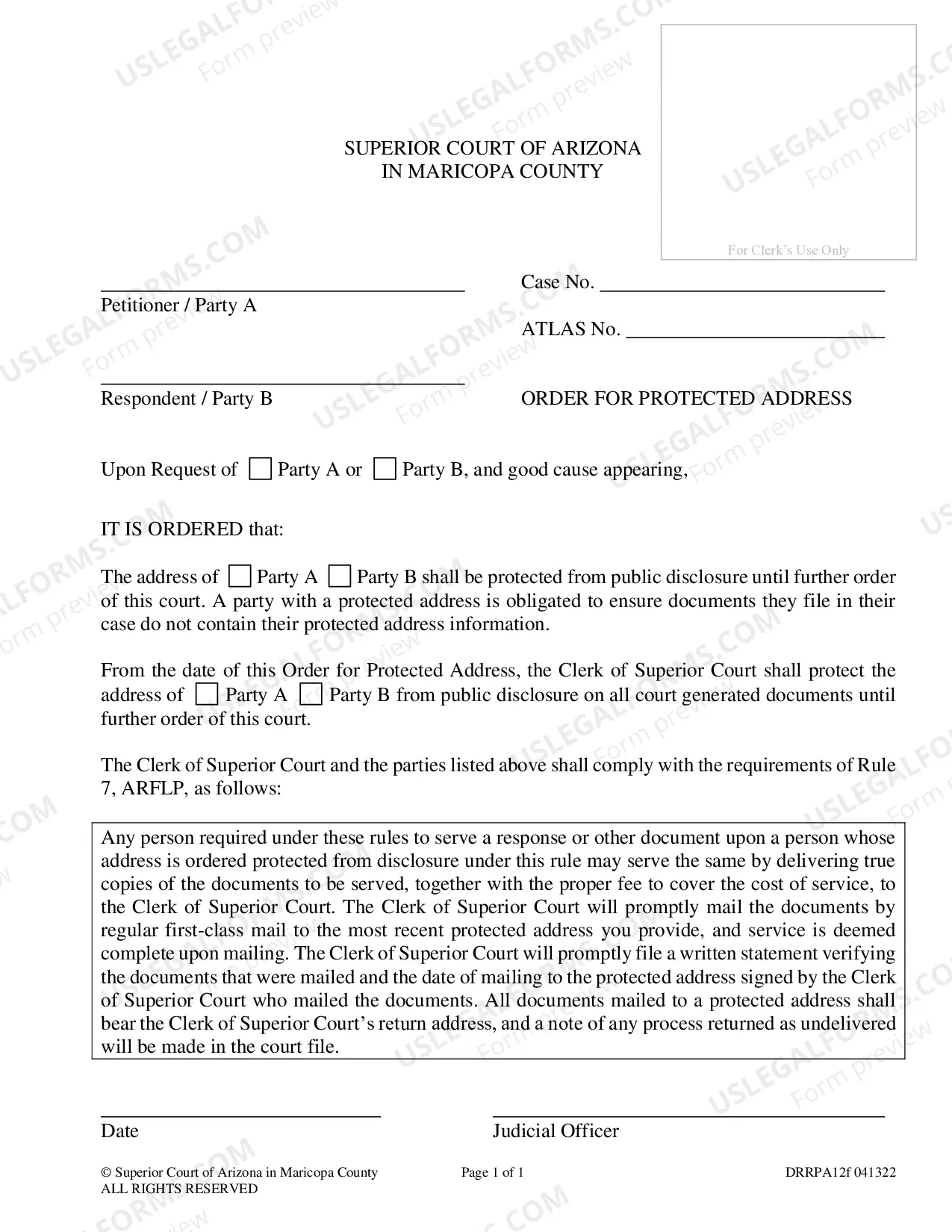 Preview Request for Protected Address (Family Court)