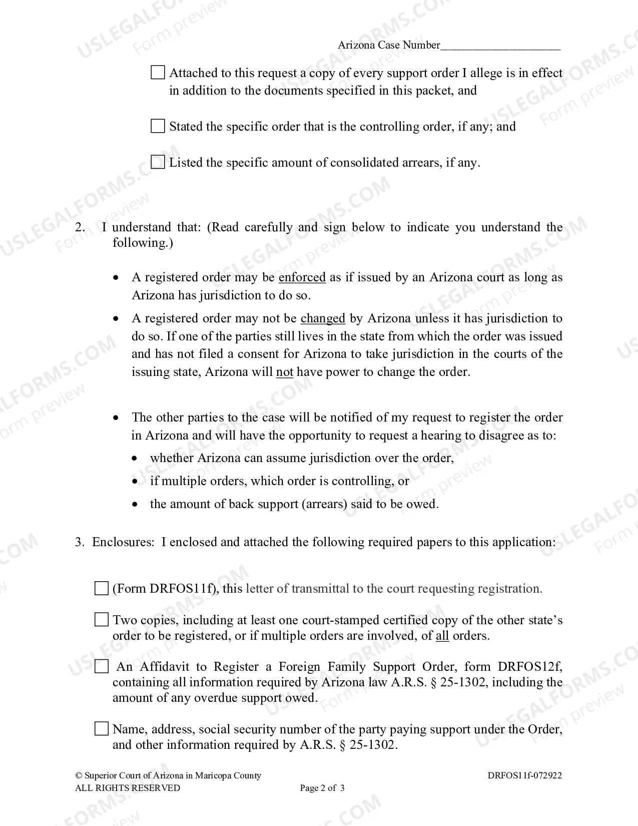 Preview Request to Register Foreign (Out-of-State) Support Order
