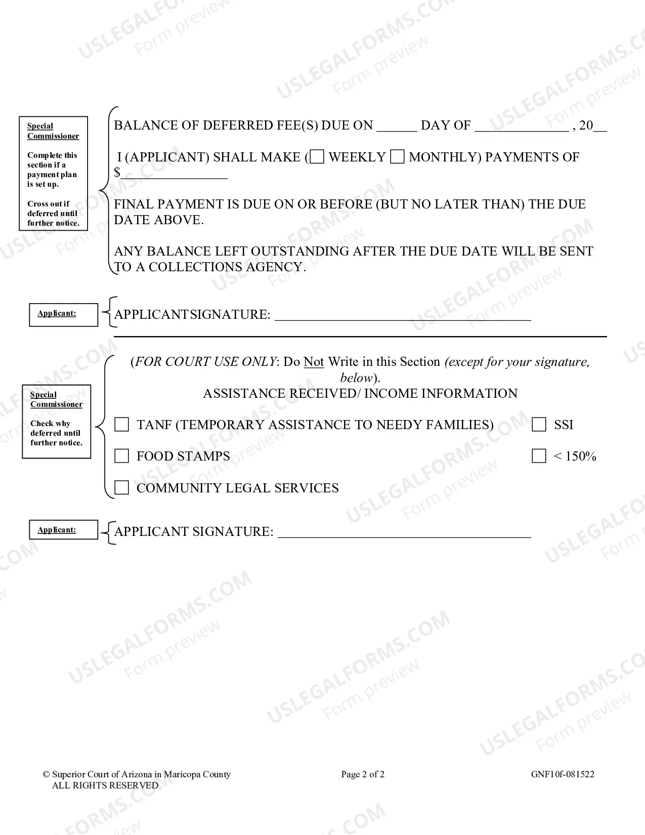 Preview Deferred Fee Application Information
