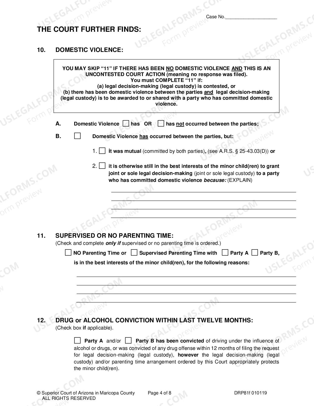 Preview Order For Paternity, Legal Decision Making (Custody), Parenting Time and Support