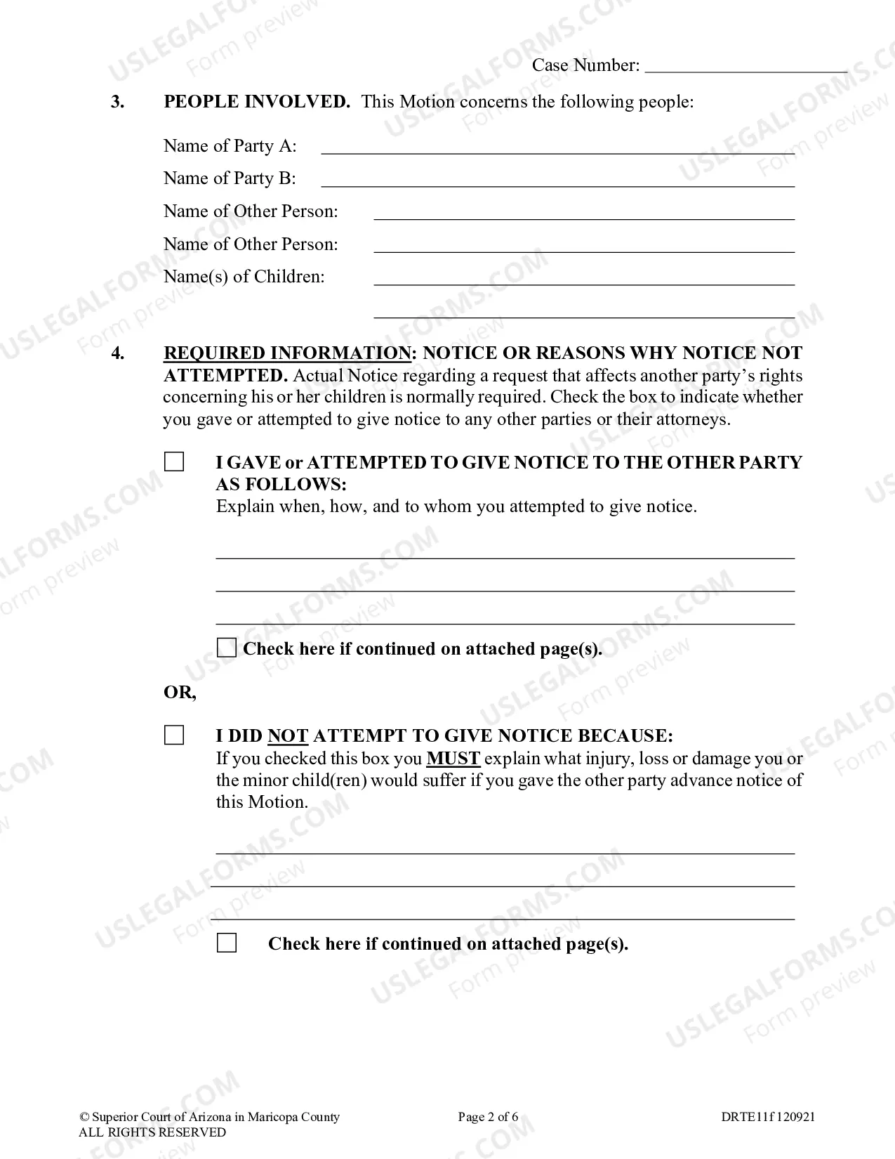 Preview Motion For Pre-Decree Temporary Order Without Notice For Legal Decision Making And Physical Custody