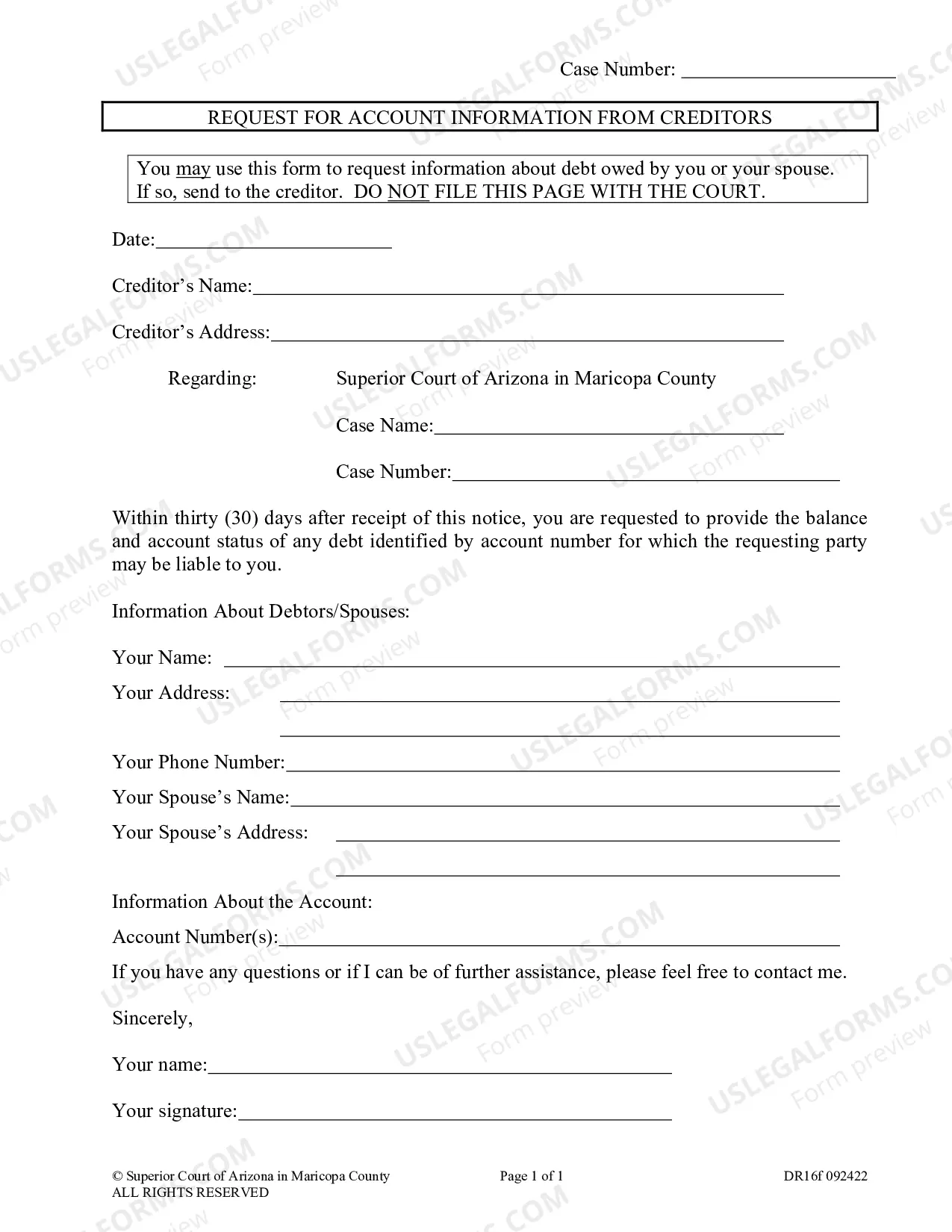 Preview Notice Regarding Creditors