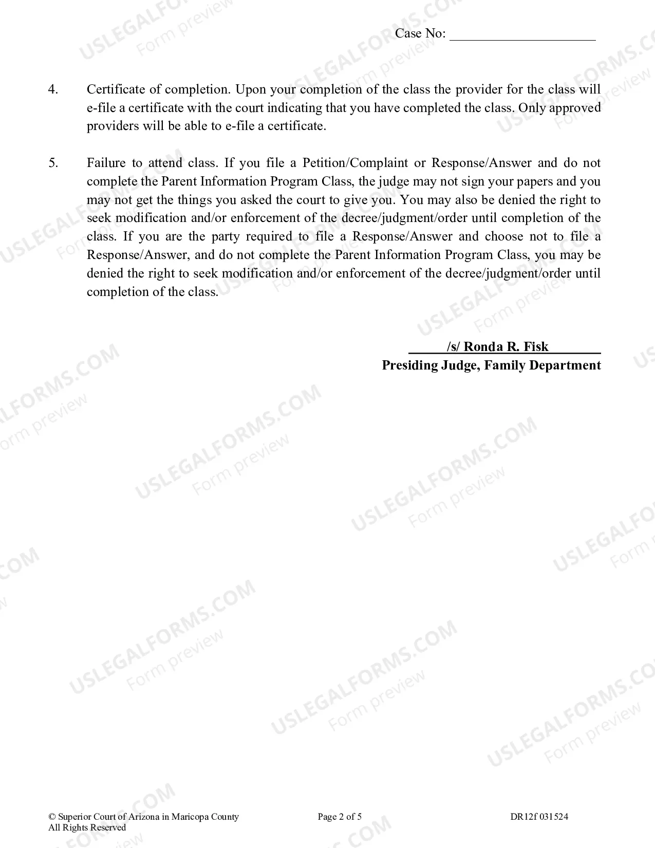 Preview Order and Notice to Attend Parent Information Program Class